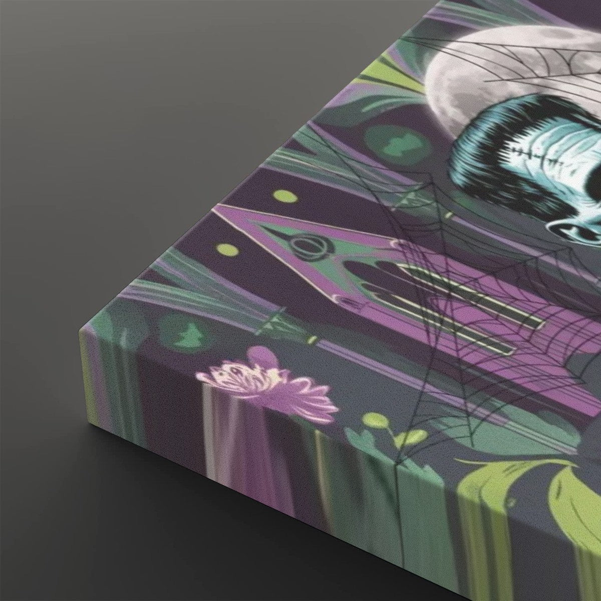 Retro Frankenstein Gothic Mid Mod Wall Art, Purple, Green Spookie Style - Mid Century Modern Gal