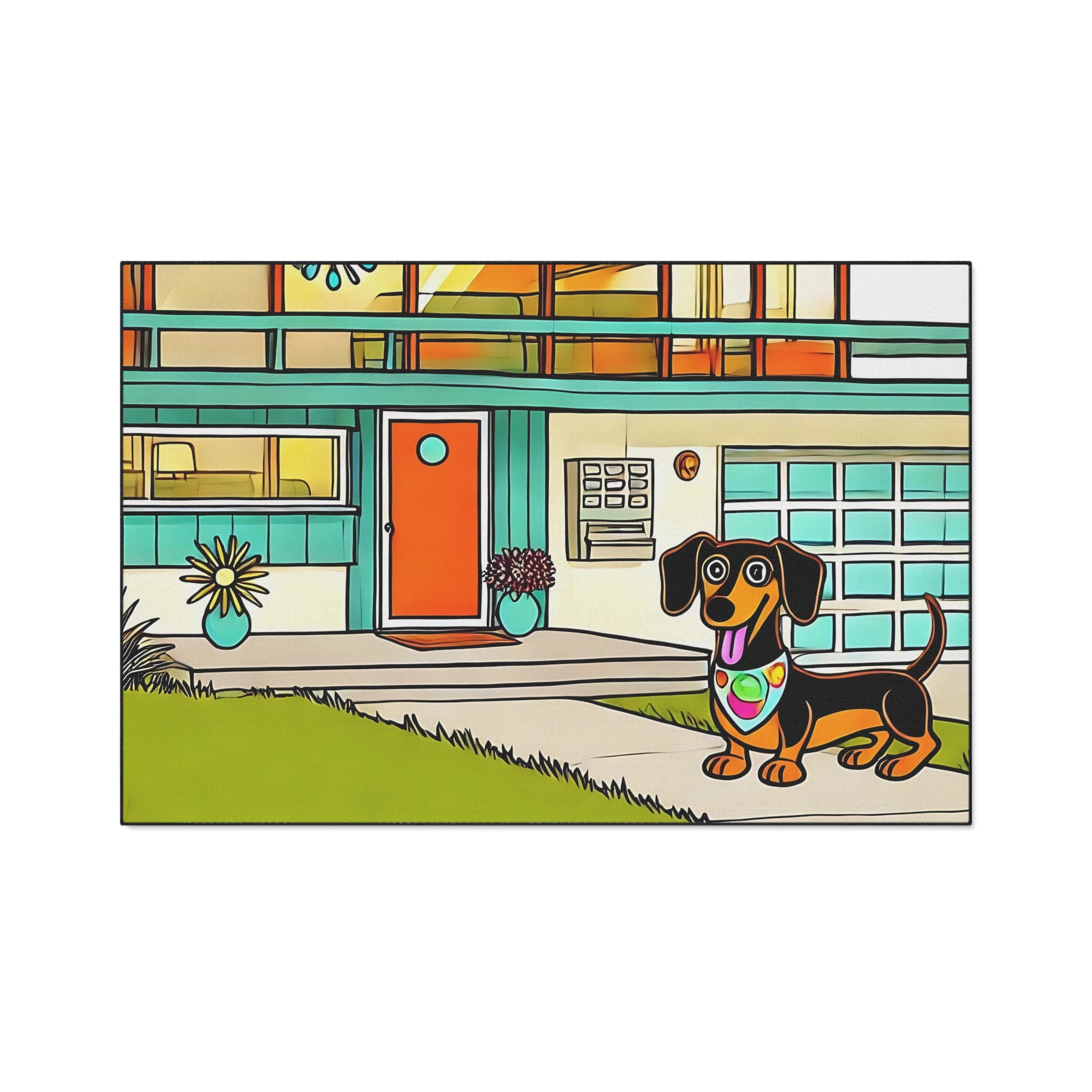 Dachshund Art Heavy Duty Floor Mat - Perfect for Dog Lovers - Mid Century Modern Gal