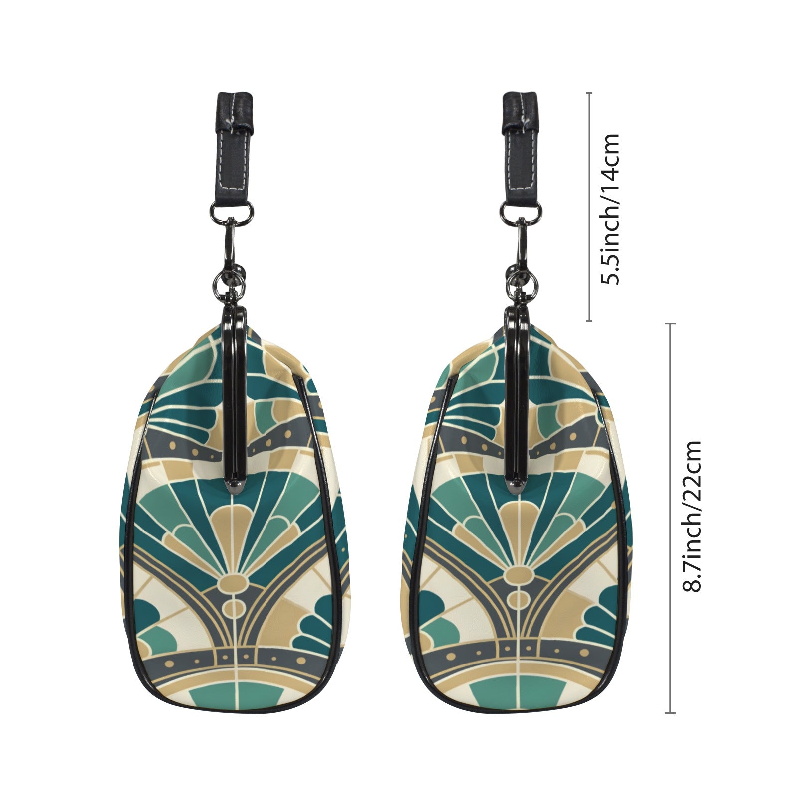 Art Deco Peacock Inspired Kisslock Crossbody Purse - Mid Century Modern Gal