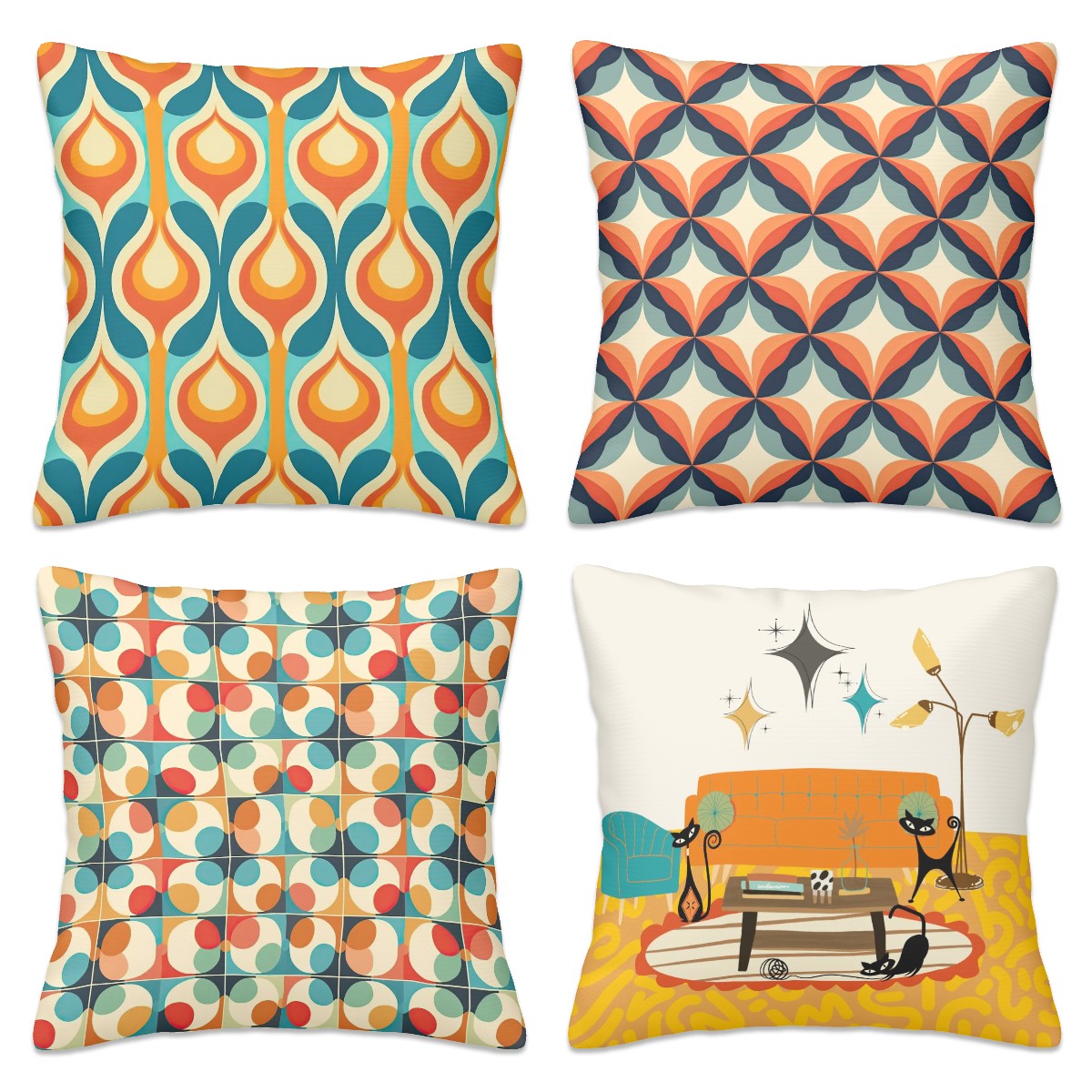 Mid Century Modern Groovy Mod Pillow COVERS - Mid Century Modern Gal