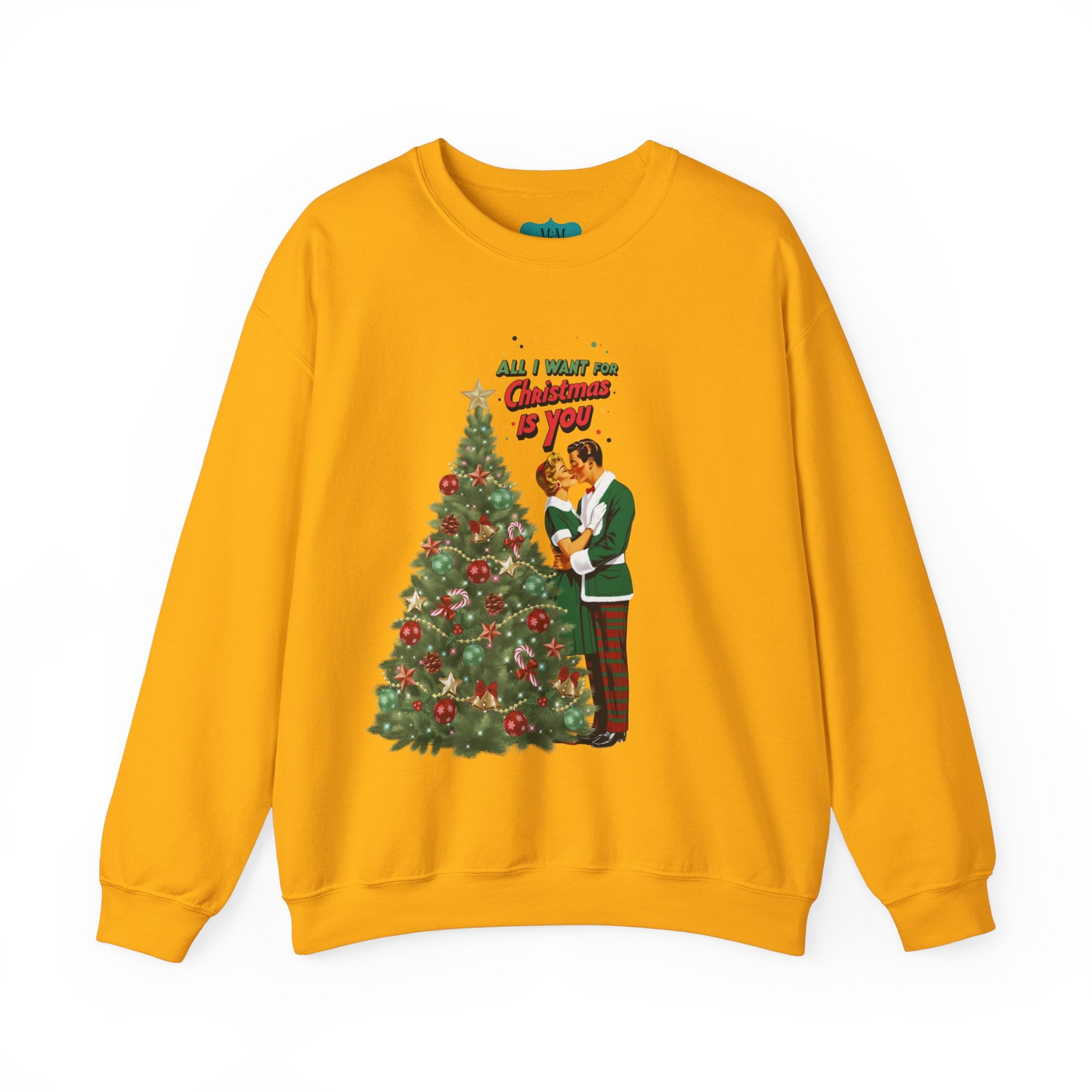 Mid Century Modern Christmas 50s Retro Kitschy Vintgage Holiday Love Crewneck Sweatshirt - "All I Want for Christmas Is You" - Mid Century Modern Gal