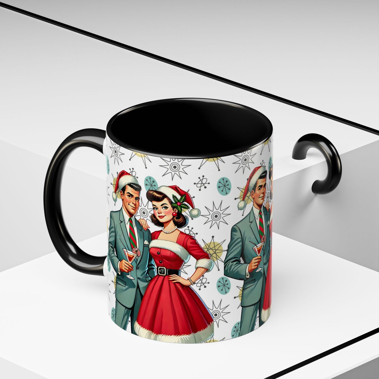 Mid Century Modern Atomic 50s Christmas Franciscan Starburst Pattern Mug - Mid Century Modern Gal