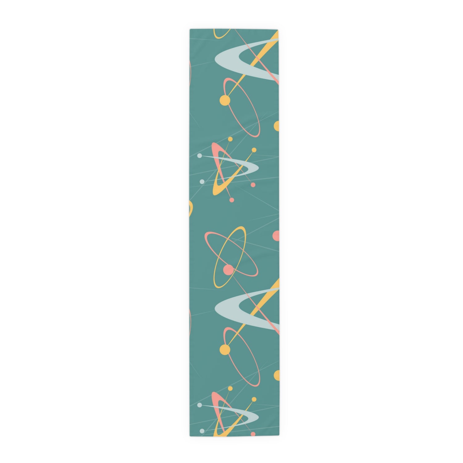 1950s Atomic Table Runner, Teal, Pink, Yellow Boomerang Abstract Retro Kitchen - Mid Century Modern Gal