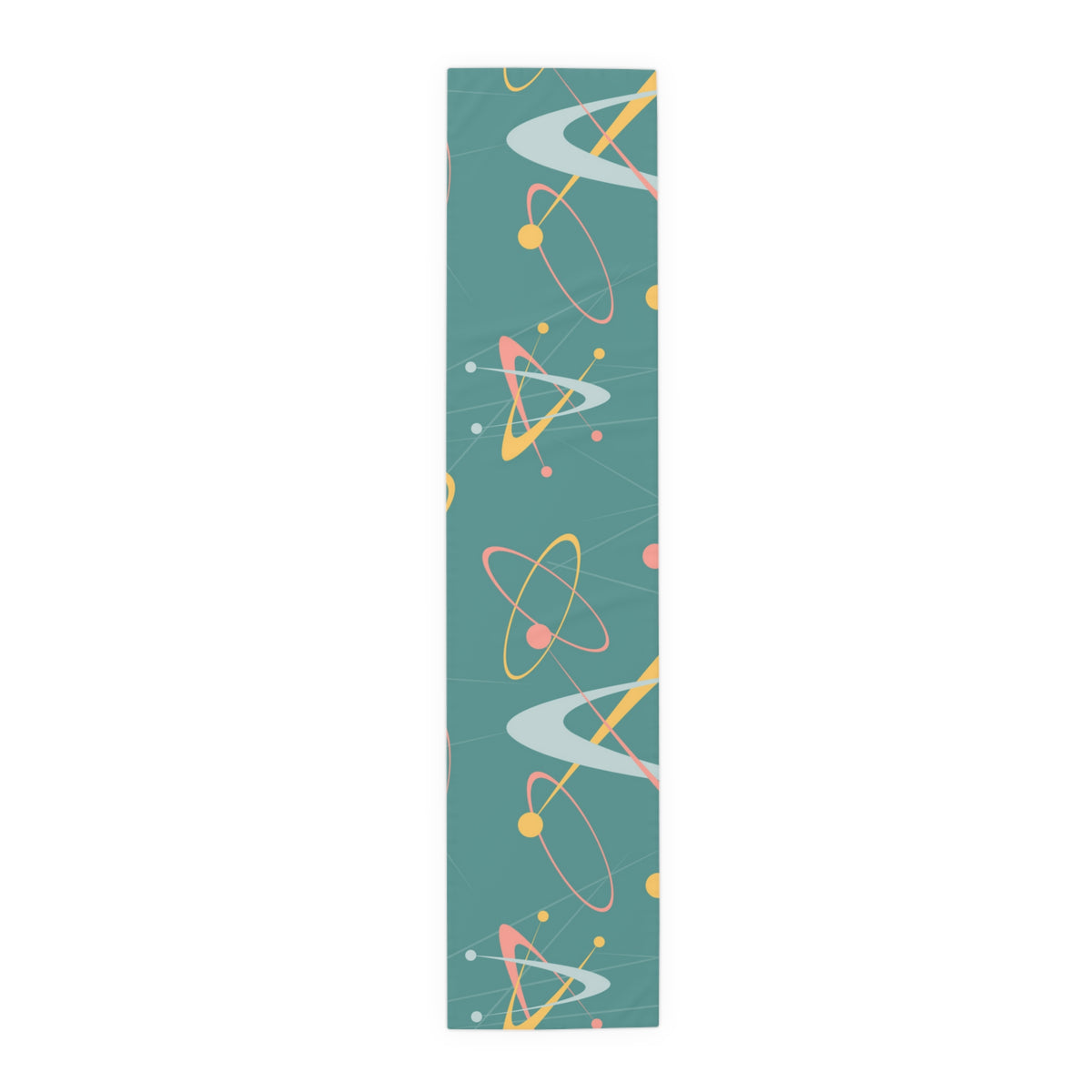 1950s Atomic Table Runner, Teal, Pink, Yellow Boomerang Abstract Retro Kitchen - Mid Century Modern Gal