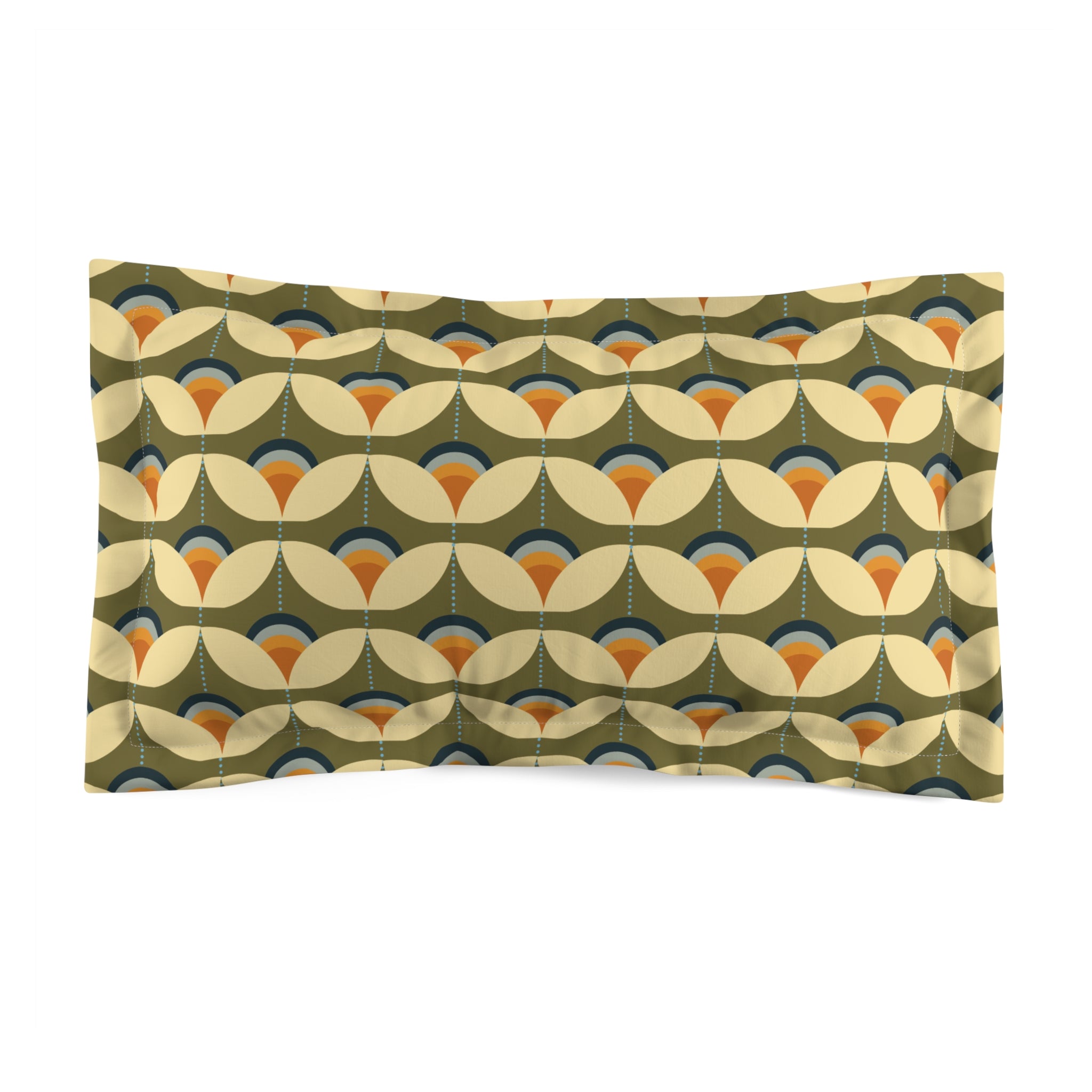 Scandinavian Modern Danish, Green, Beige Orange, Blue, Mid Century Modern Designed Microfiber Pillow Sham - Mid Century Modern Gal