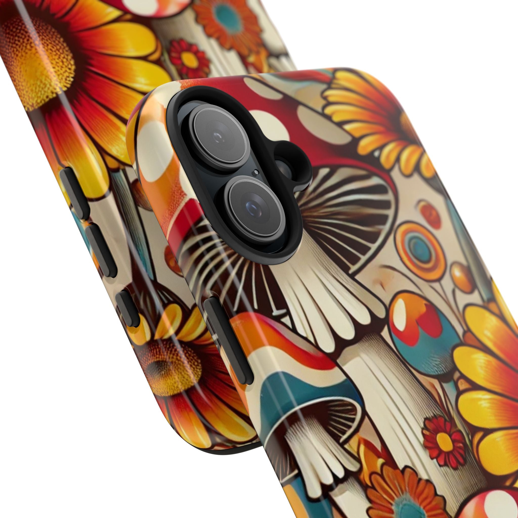 Bohemian Floral Mushroom Tough Phone Case - Trendy Protection for Nature Lovers