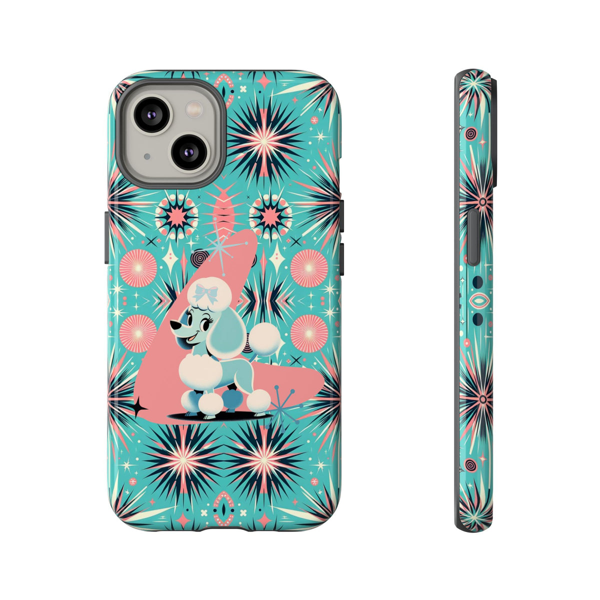 1950s Mid Century Modern Atomic Pink, Poodle Retro Smart Phone Tough Cases - Mid Century Modern Gal