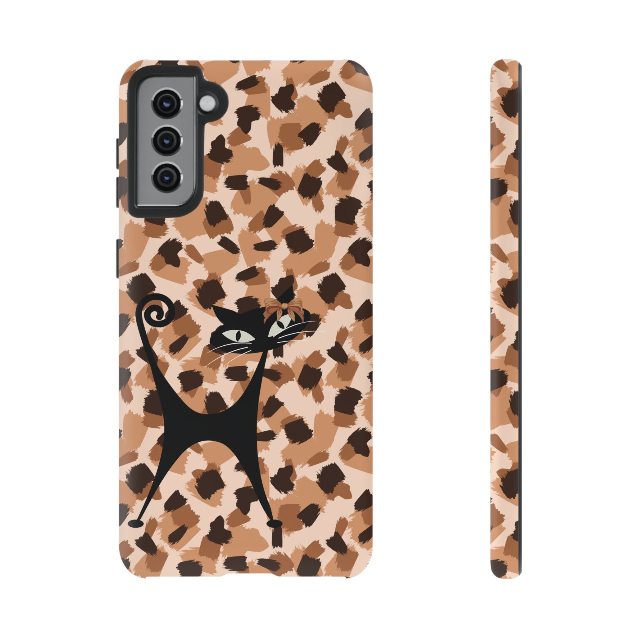 Mid Century Modern Atomic Cat, Animal Print Kitschy Trendy Smart Phone Tough Cases - Mid Century Modern Gal