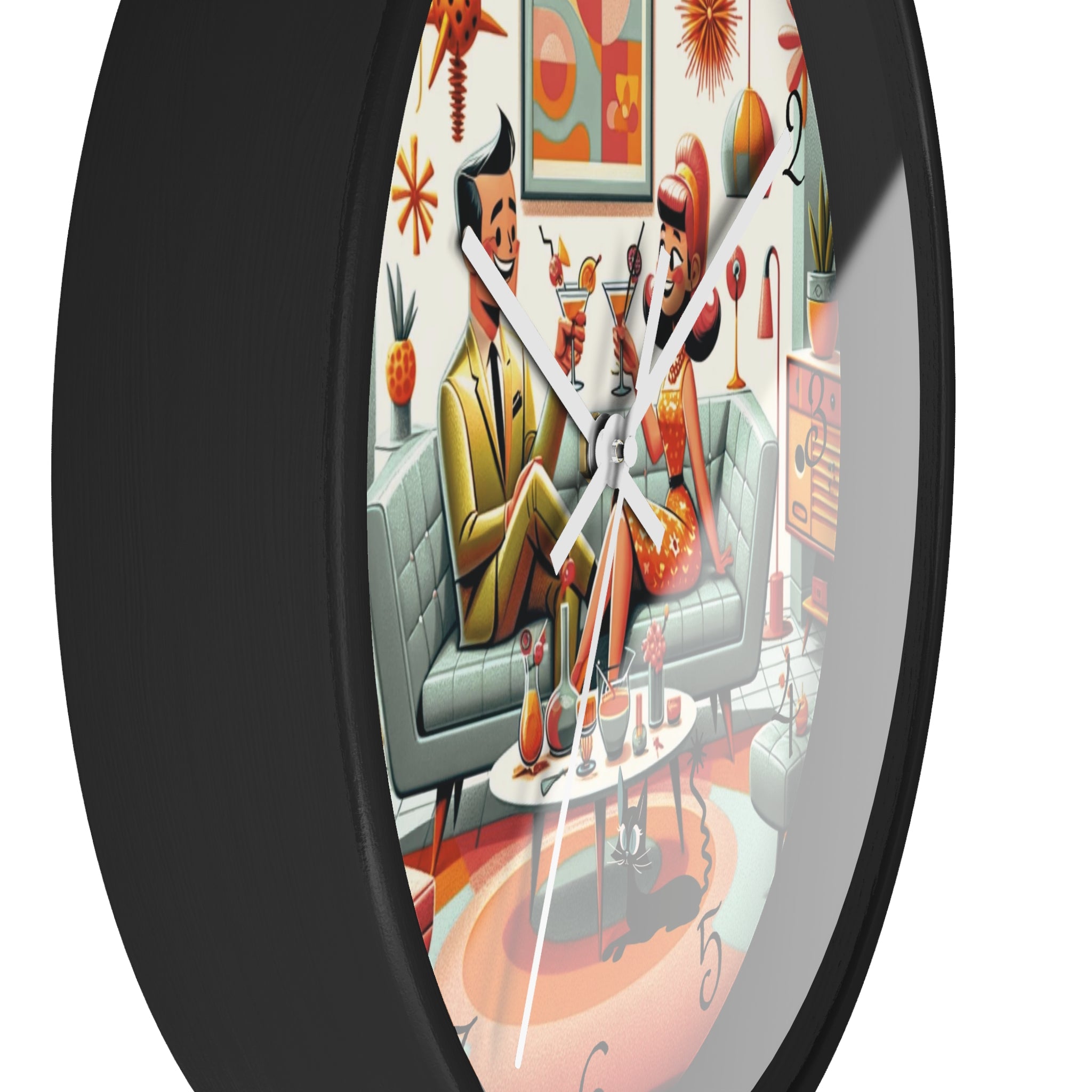 Mid Century Modern Kitschy Quirky Mod Couple, Fun Retro Wall Clock - Mid Century Modern Gal