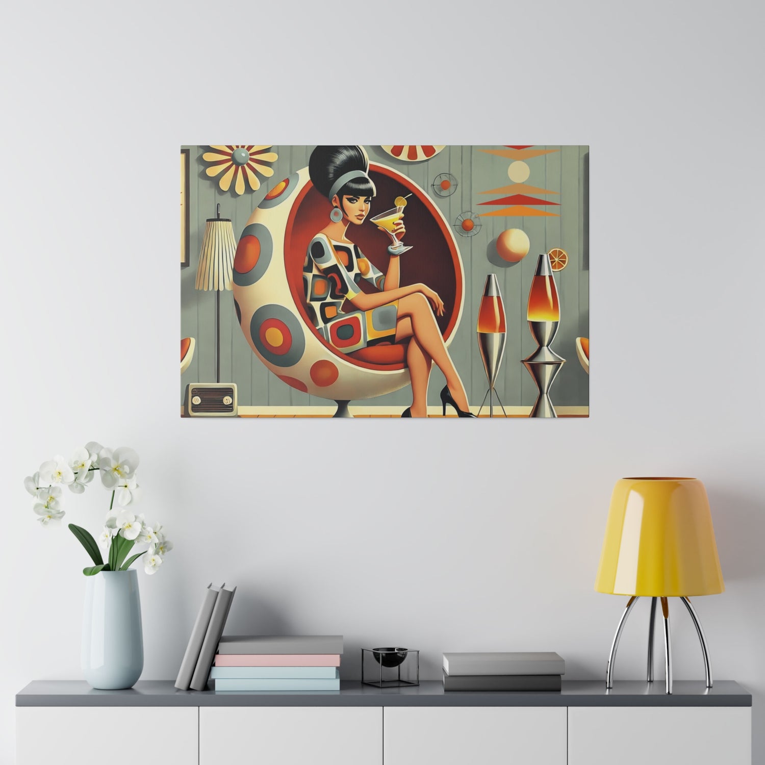 Retro Mod Gal, Atomic Age Kitschy 60s Groovy Wall Art - Mid Century Modern Gal