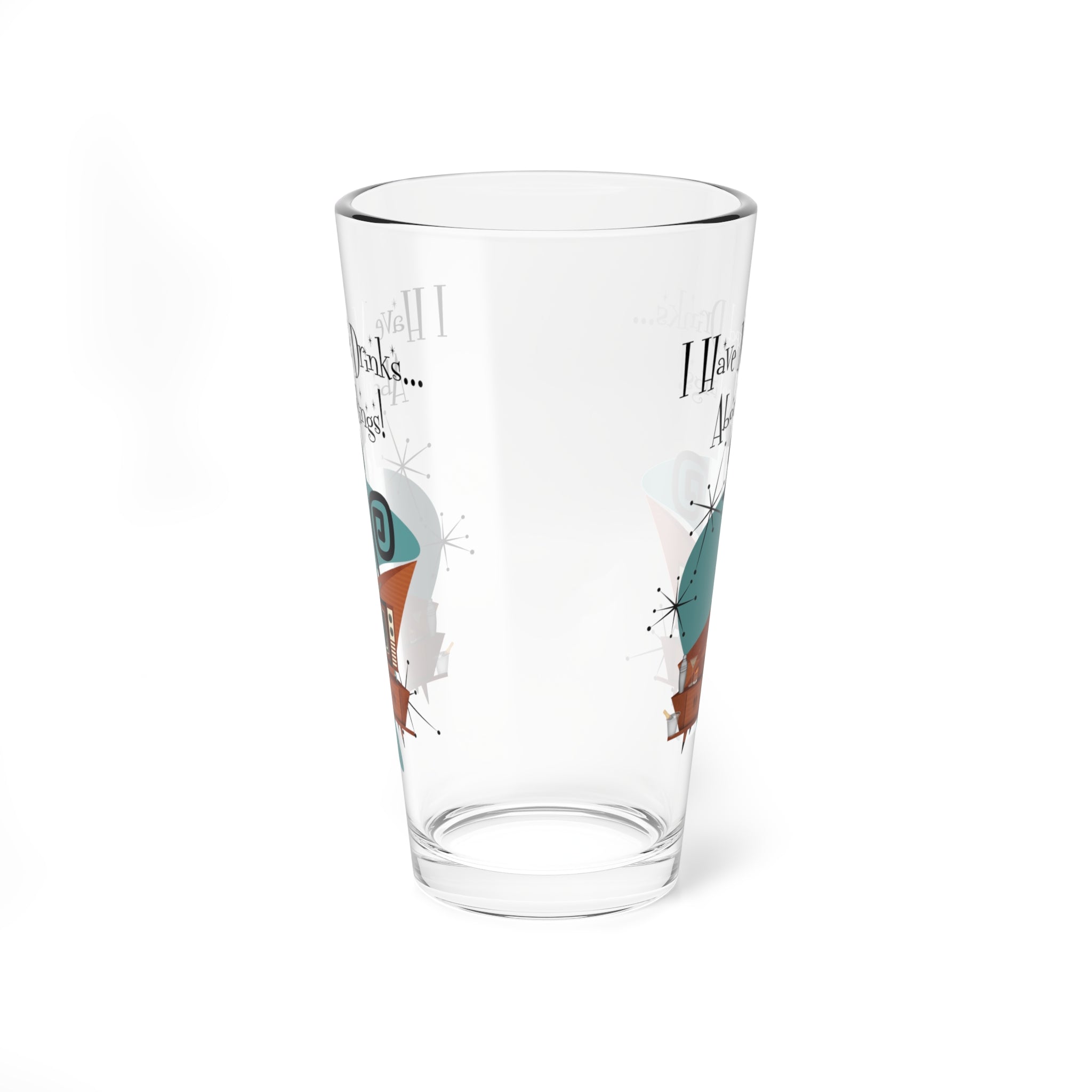 Atomic Cat, Kitschy, Funny Mid Century Modern, Cocktail, Mocktail, Beer Glass MCM Barware - Mid Century Modern Gal