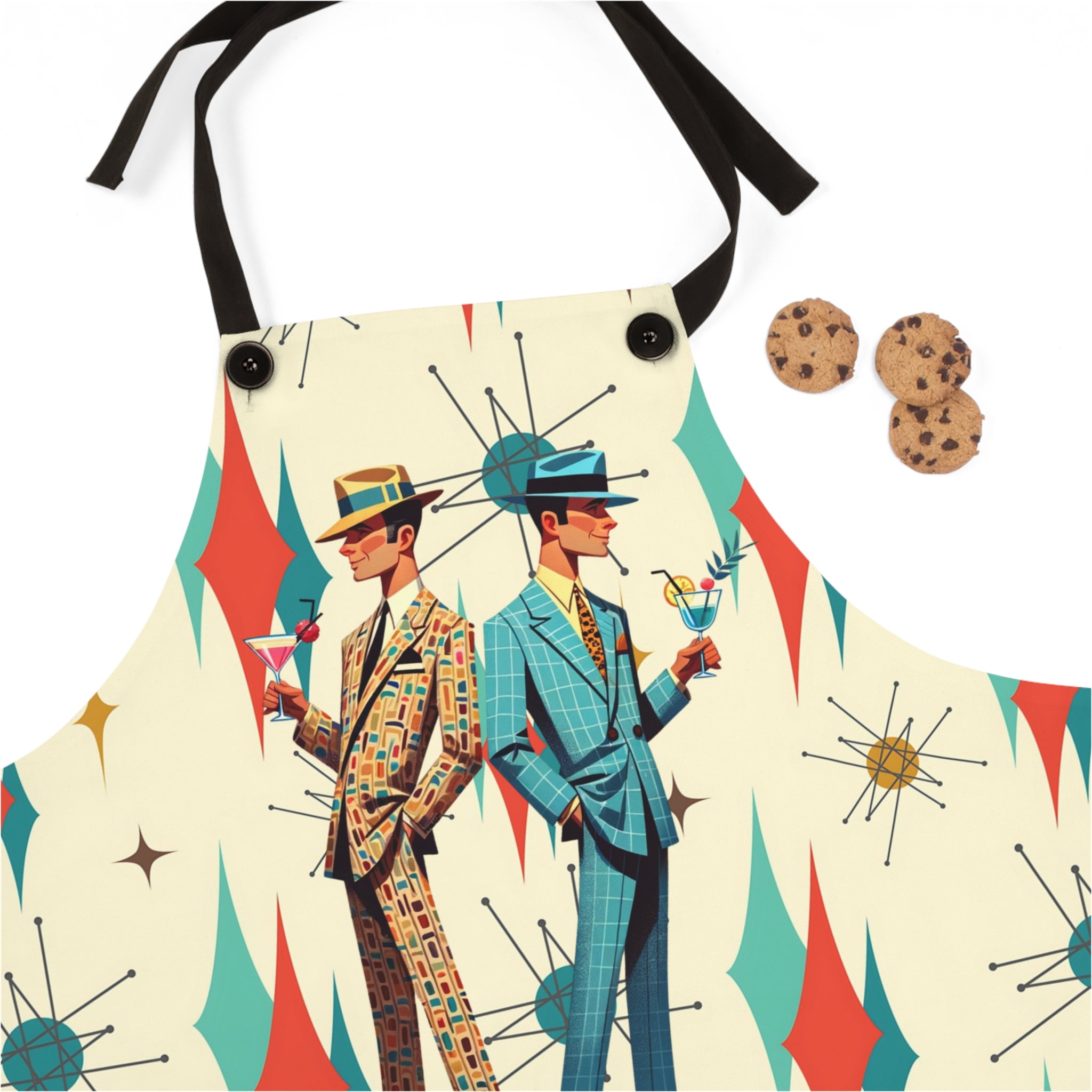 Mid Century Modern Dapper Dude, Cocktail MCM Barware Apron - Mid Century Modern Gal