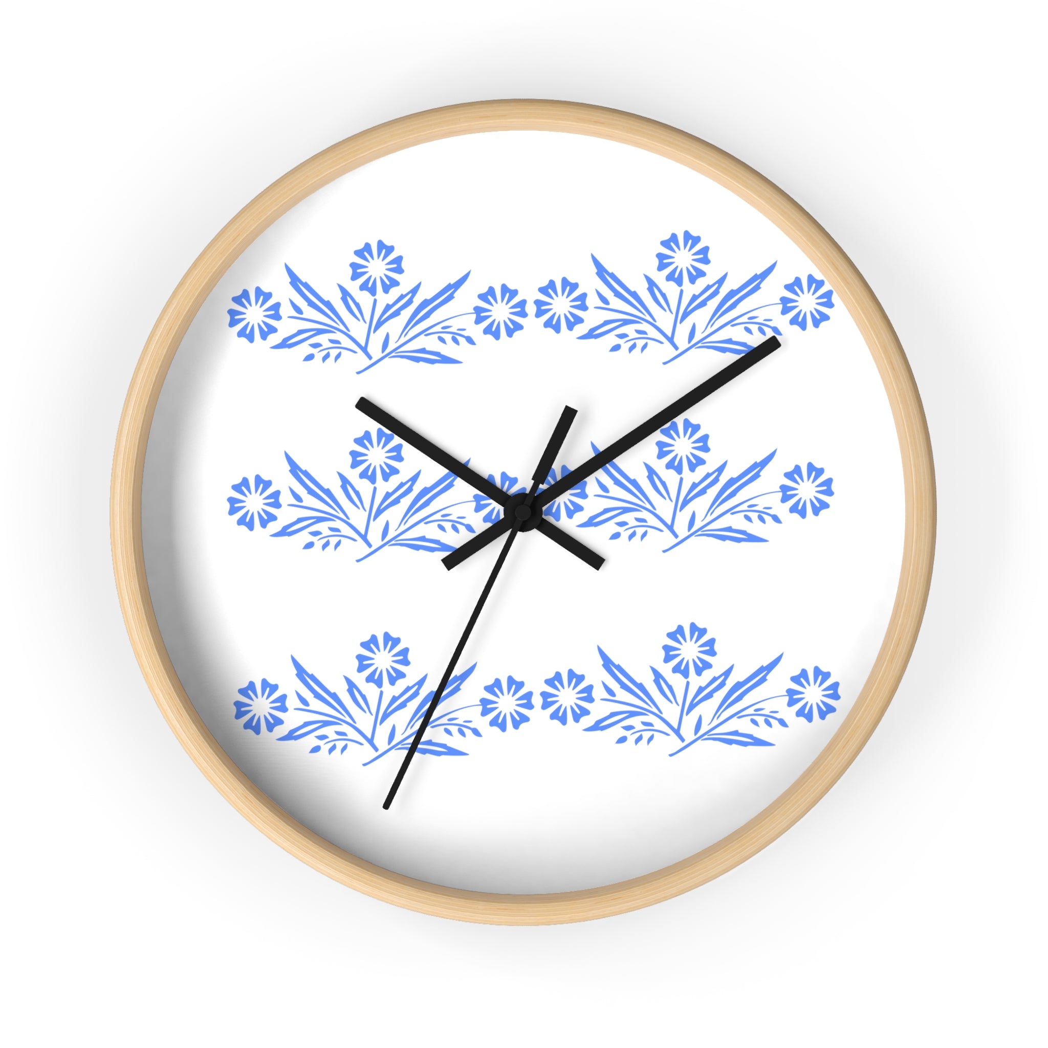 Blue Cornflower Corningware Inspired Kitschy Kitchen Wall Clock - Mid Century Modern Gal