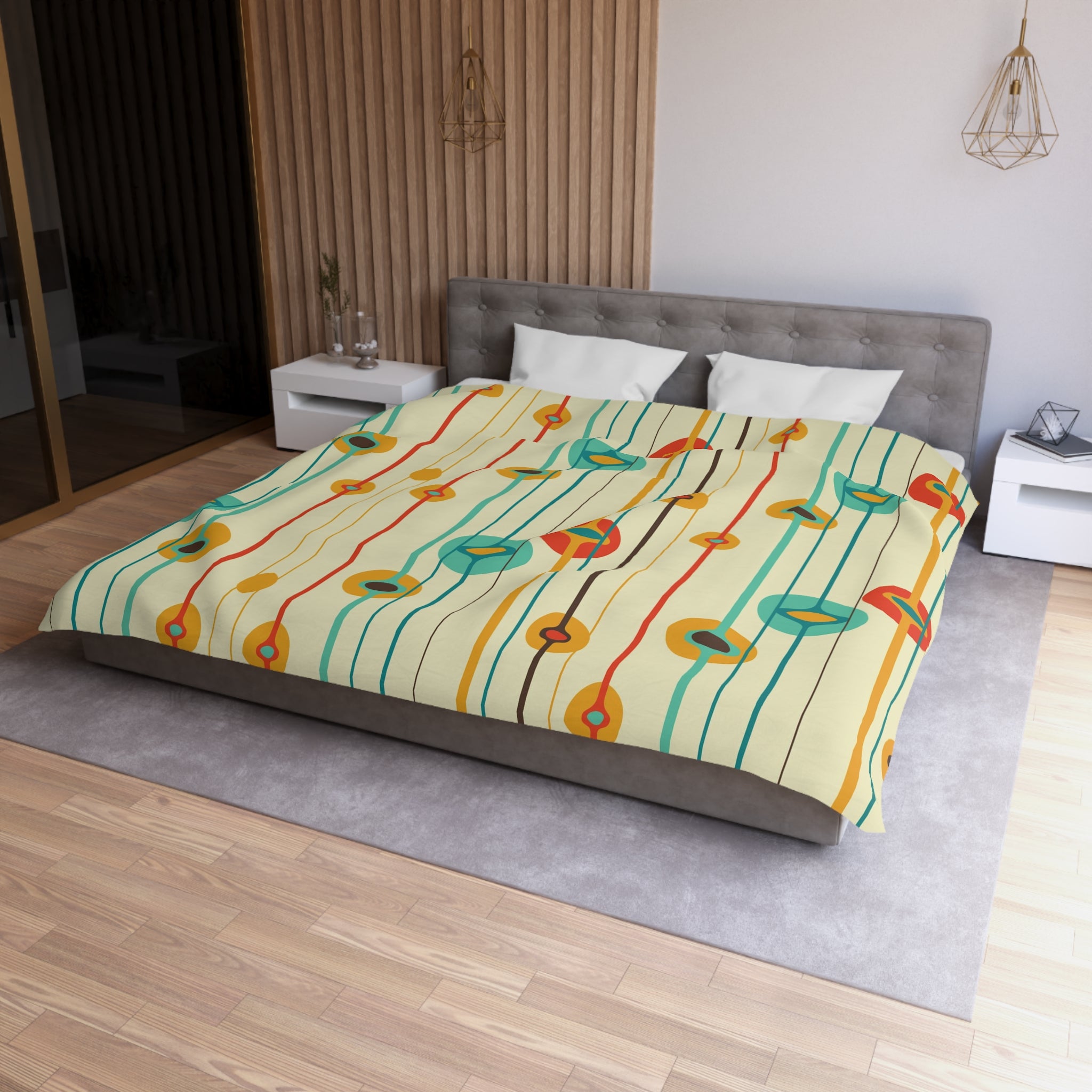 Mid Century Modern Googie Designed Atomic 50s Bedding Duvet Cover - Mid Century Modern Gal
