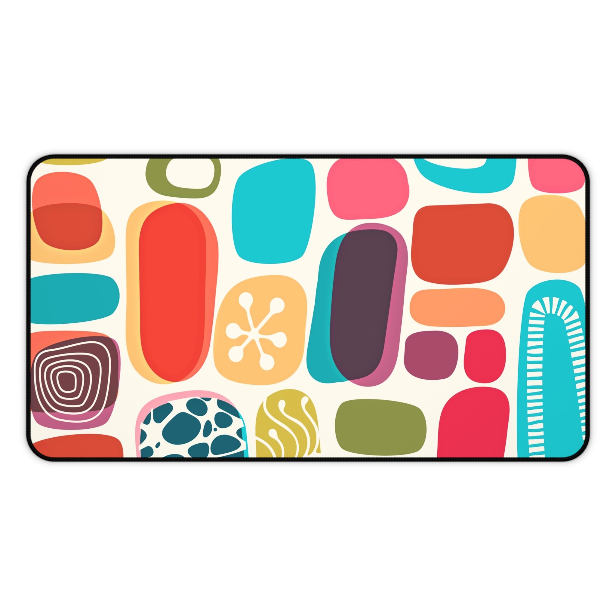 Mid Century Modern Amoeba Designed Geometric Colorful Modern Desk Mat - Mid Century Modern Gal
