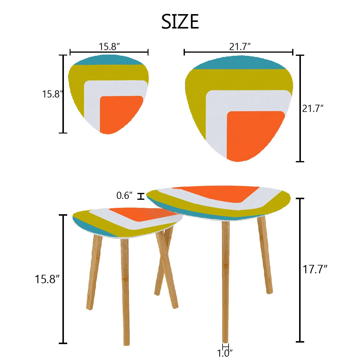 Groovy Green, Orange, Blue Retro 60s 70s Mid Mod Nesting Tables - Mid Century Modern Gal