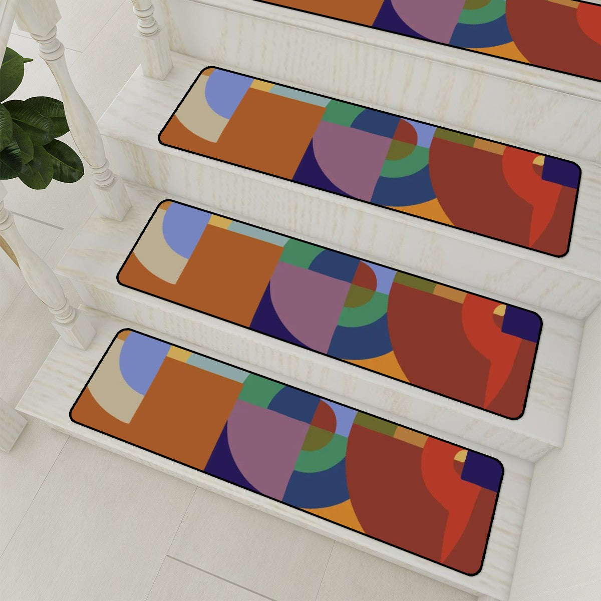 Mid Century Modern Geometric Retro Non Slip Carpet for Stairs Treads - Mid Century Modern Gal