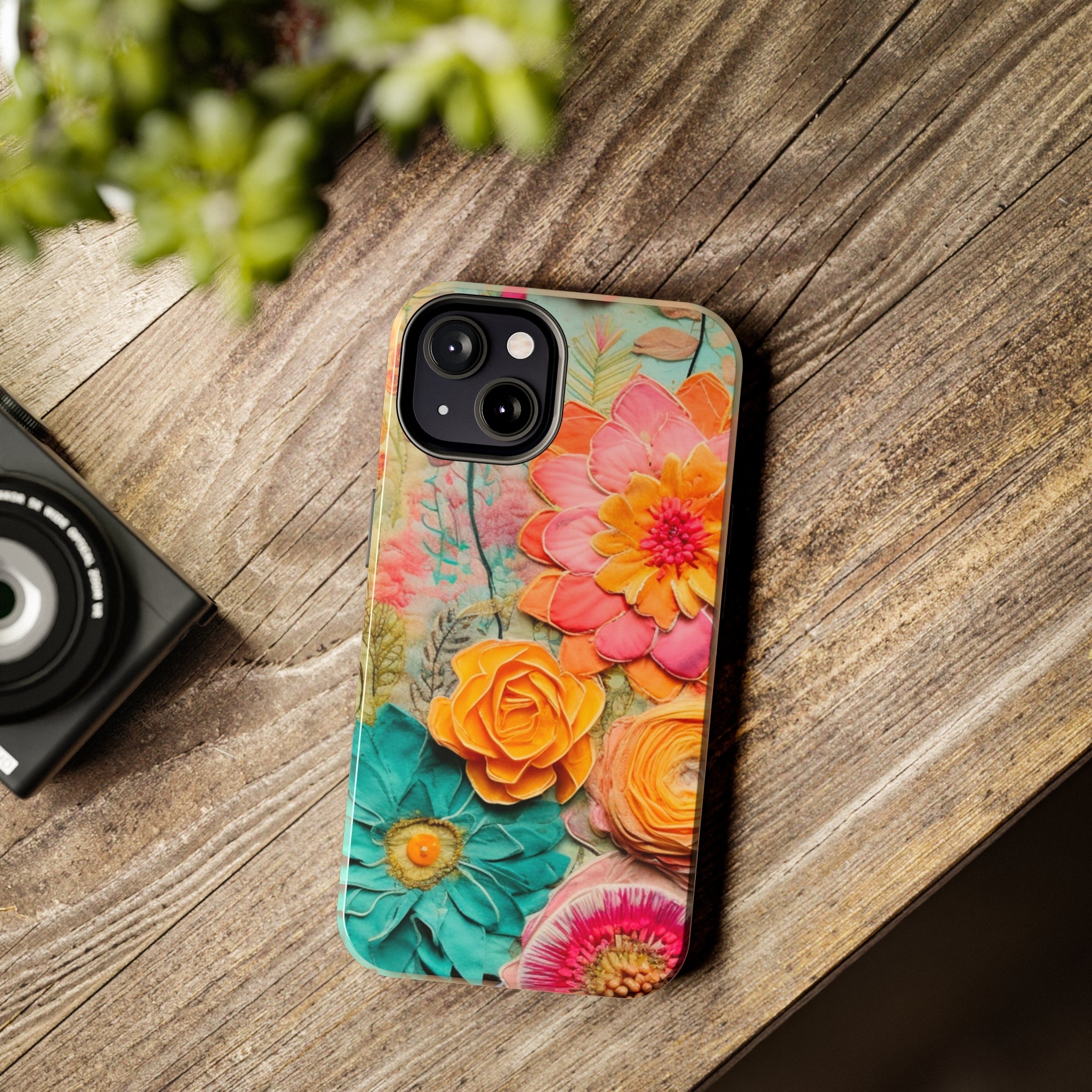 Boho Retro Floral Faux Pressed Flowers Smart Phone Tough Phone Cases - Mid Century Modern Gal