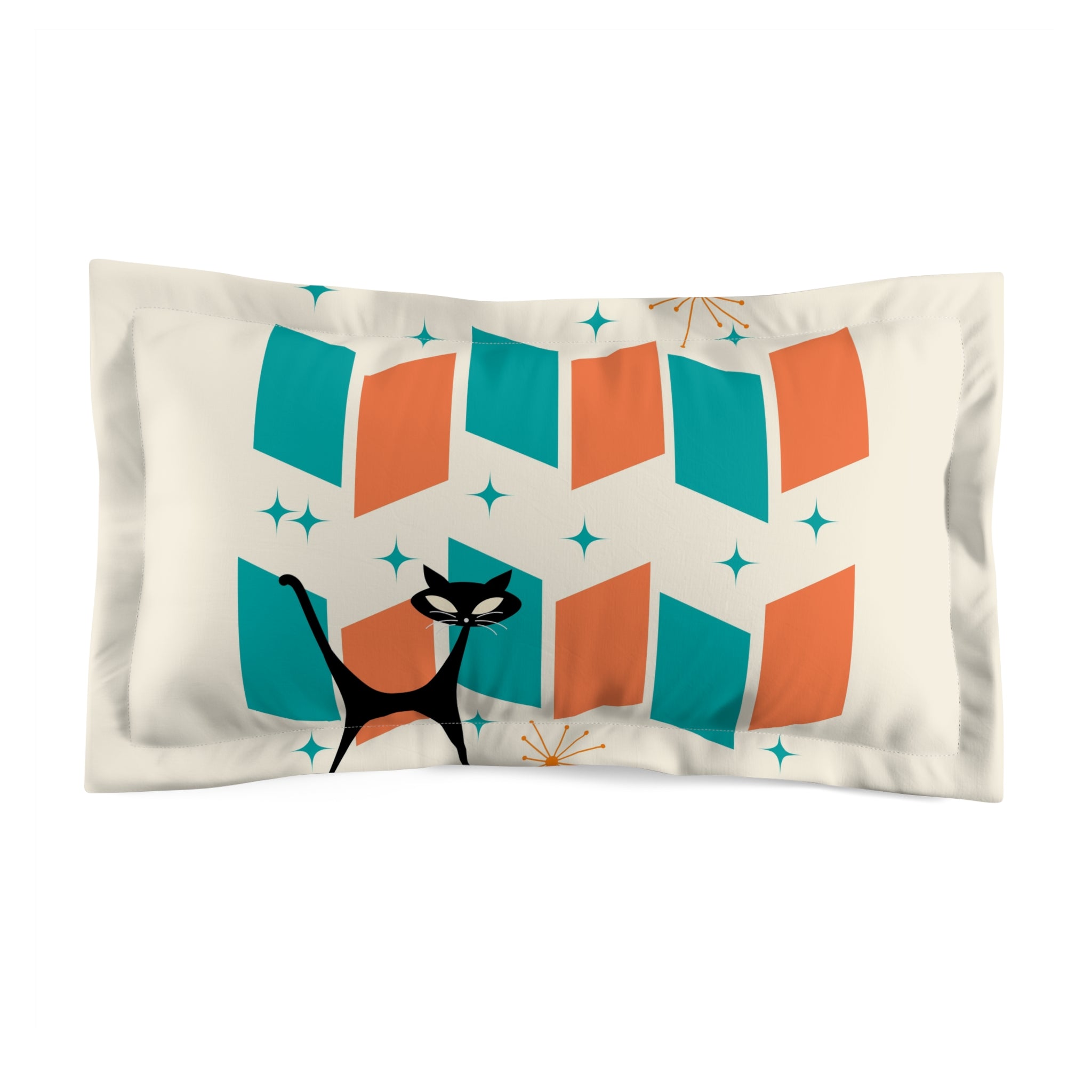 Mid Century Modern Orange, Teal, Retro Mod Pillow Sham - Mid Century Modern Gal