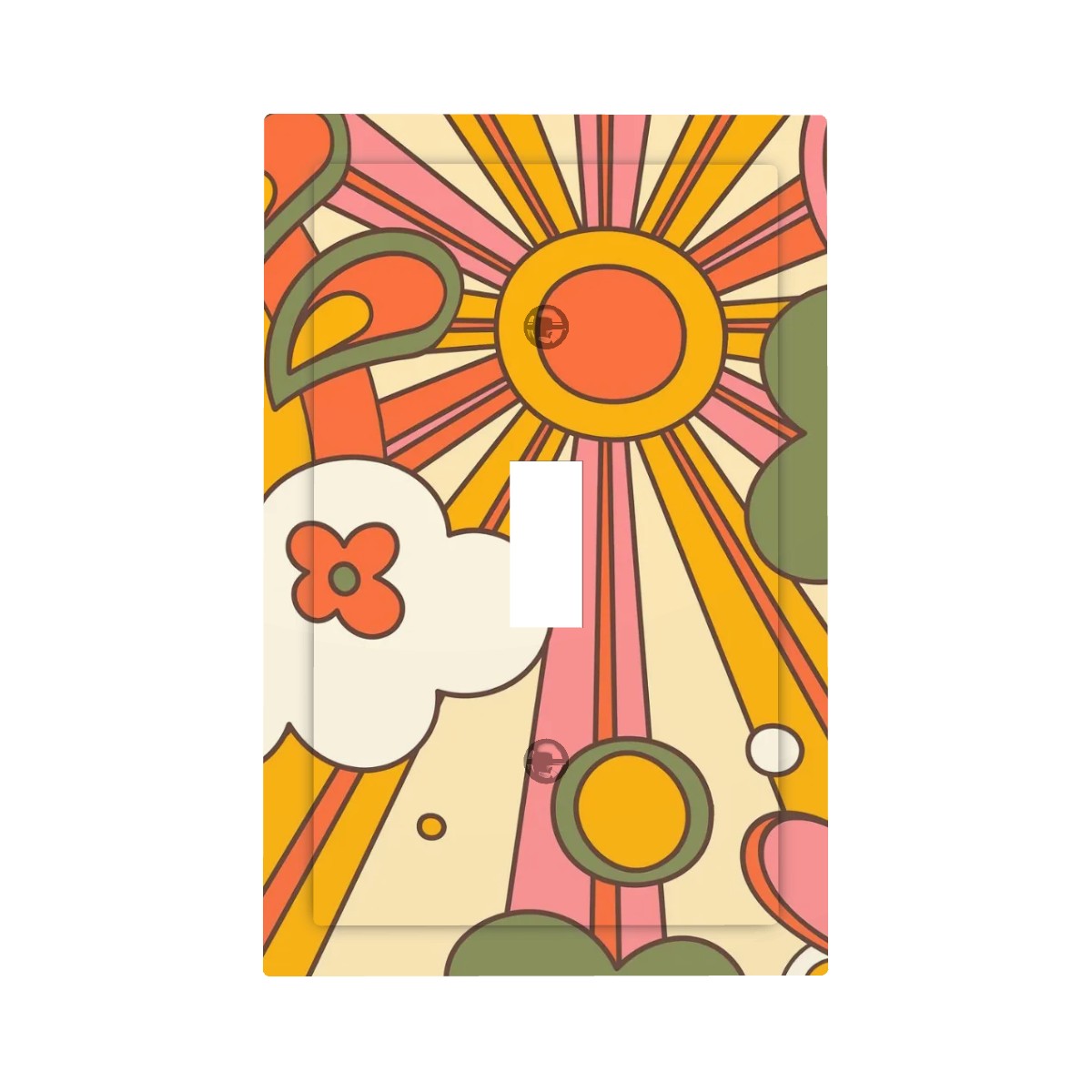 Retro 70s Groovy Sun Mid Century Modern Switch Cover 1-Gang 1 Toggle - Mid Century Modern Gal