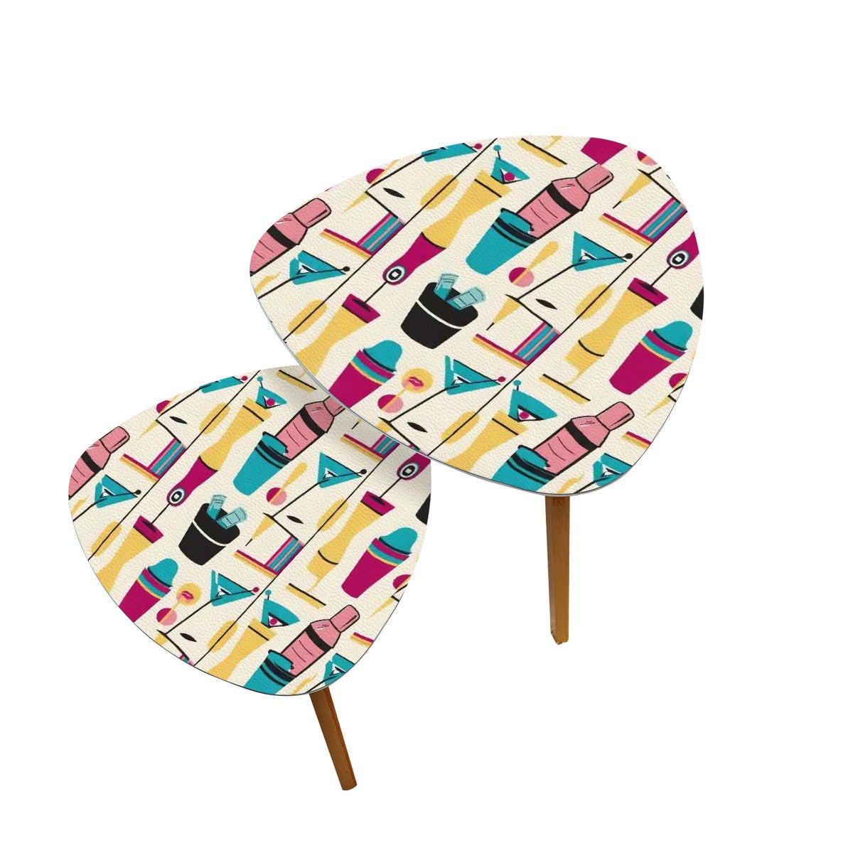 Mid Century Modern Kitschy Cocktail Tables, Pink, Aqua Yellow MCM Barware Accessories - Mid Century Modern Gal