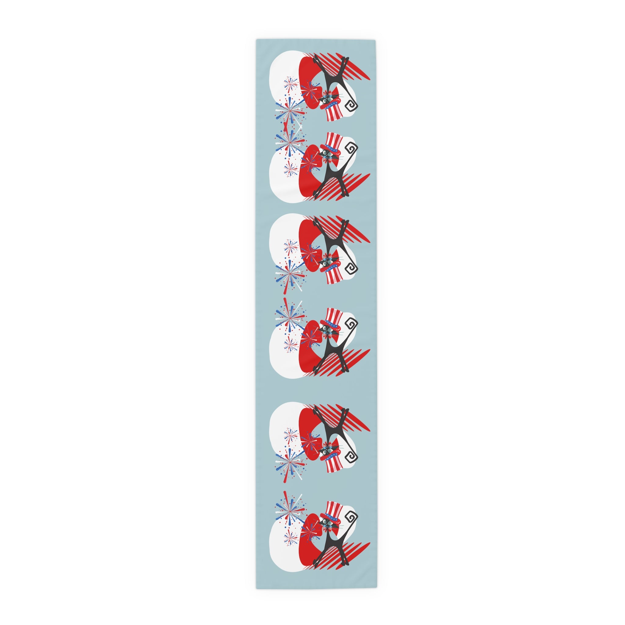 4th Of July Party Table Accessories With Atomic Cats, Mid Mod Style Patriotic Table Runner - Mid Century Modern Gal