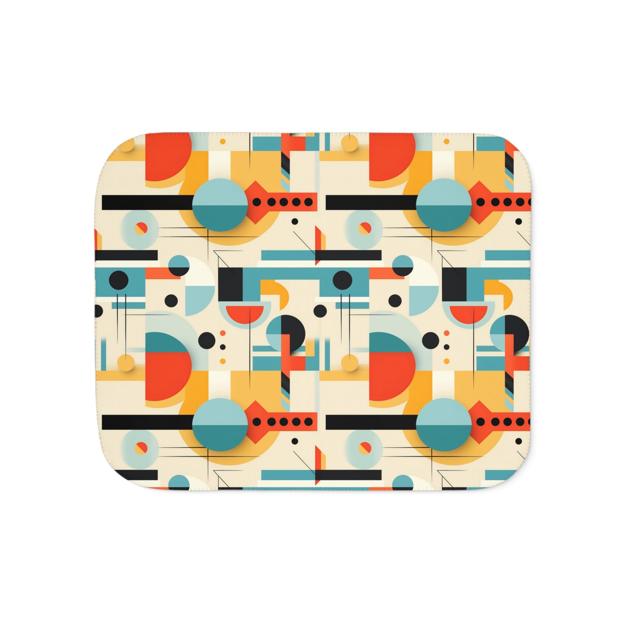 Mid Century Modern Bauhaus Geometric Designed, Retro Sherpa Blanket - Mid Century Modern Gal