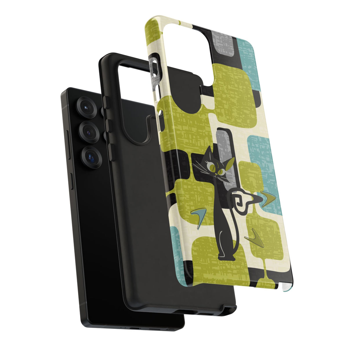 Mid Century Modern Geometric Kitschy Cat, Boomerang Retro Smart Phone Tough Cases - Mid Century Modern Gal