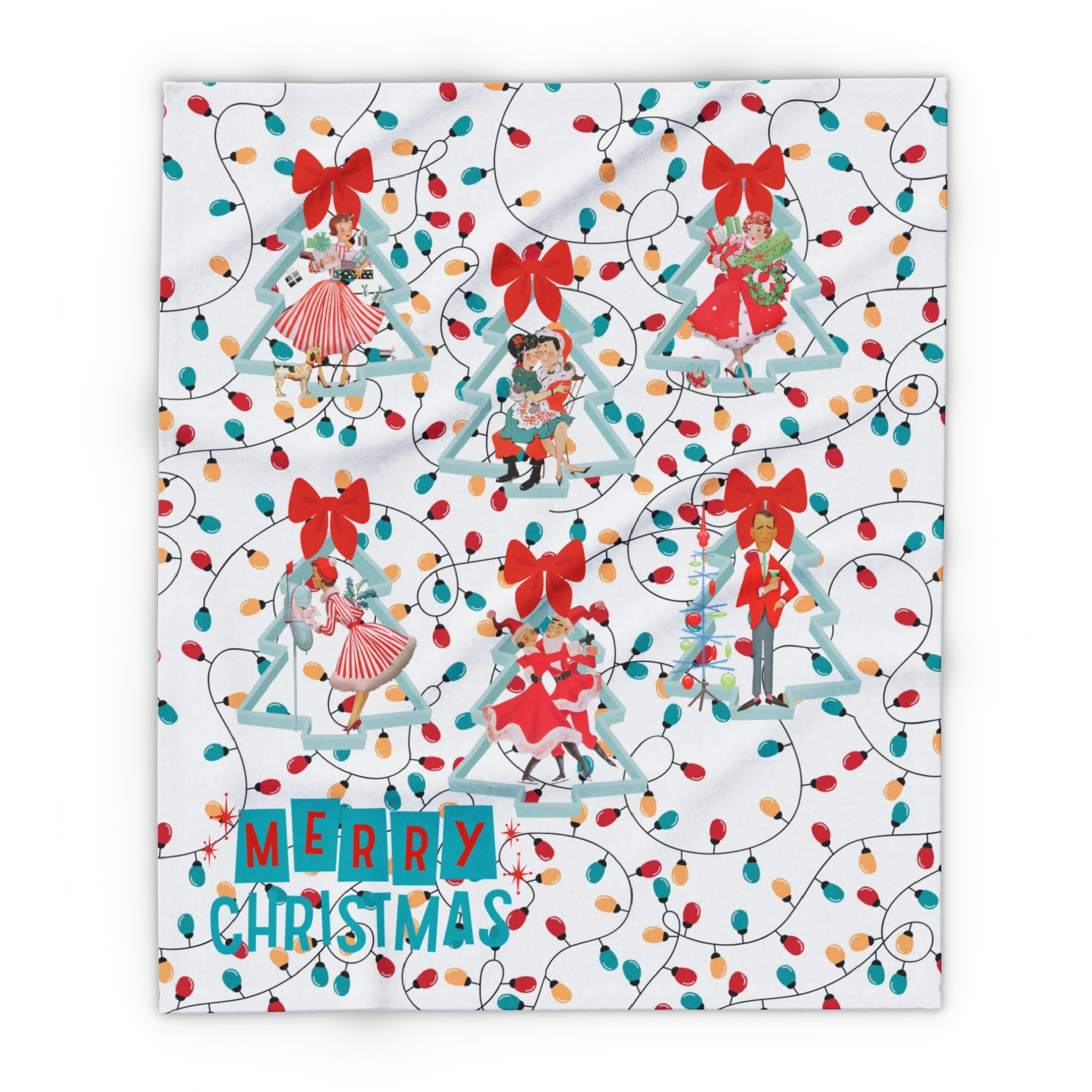 Festive Merry Christmas Arctic Fleece Blanket, Cozy Winter Decor, Holiday Gift, Christmas Throw, Seasonal Home Accent - Mid Century Modern Gal