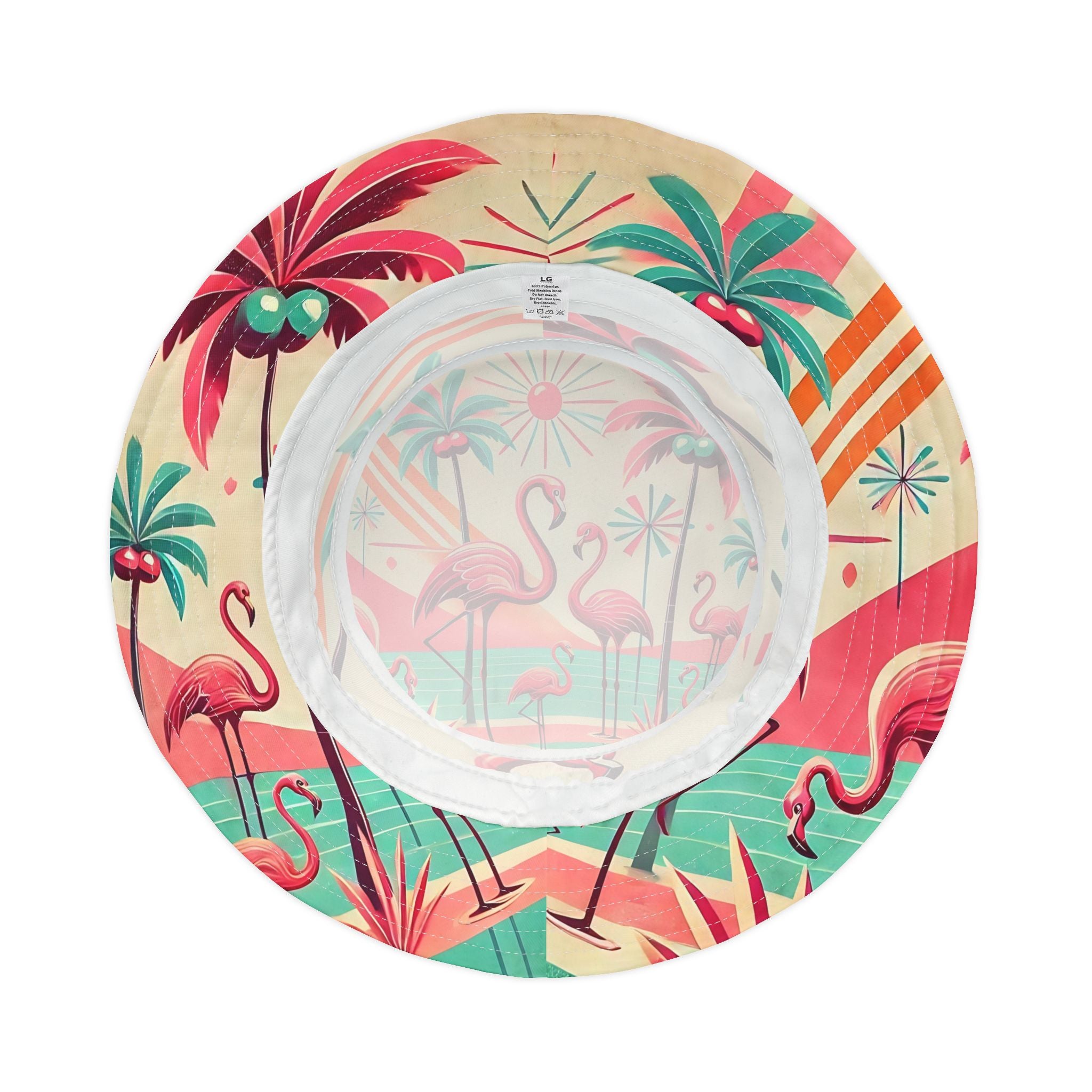 50s Flamingo Kitschy Bucket Hat, Unisex, Mod Retro Apparel - Mid Century Modern Gal