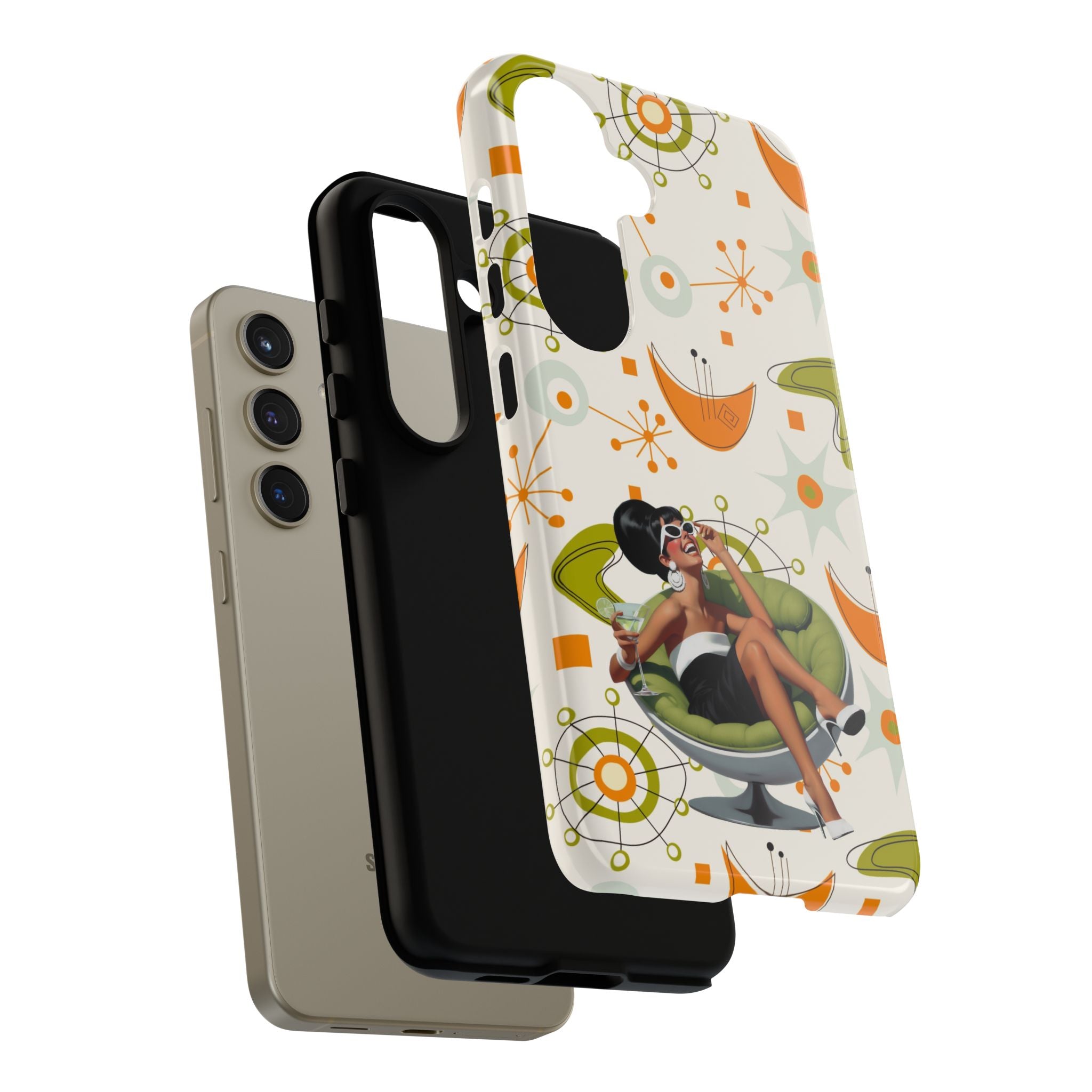 Mid Century Modern Atomic Starburst Mid Mod 60s Gal Retro Chic Tough Phone Case with Vintage Glamour Design