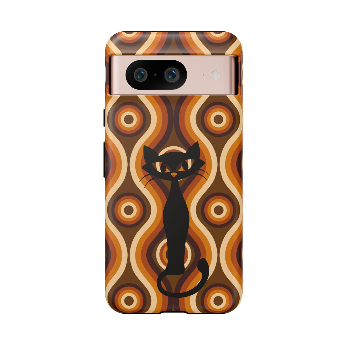 Retro Phone Case, Groovy Brown, Atomic Kitsch Cat Tough Smart Phone Cases