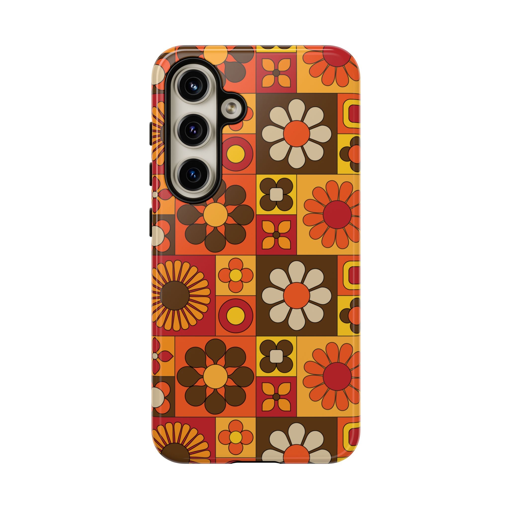 Retro 70s Mid Mod Floral Phone Case | Tough Cases for Flower Lovers - Mid Century Modern Gal