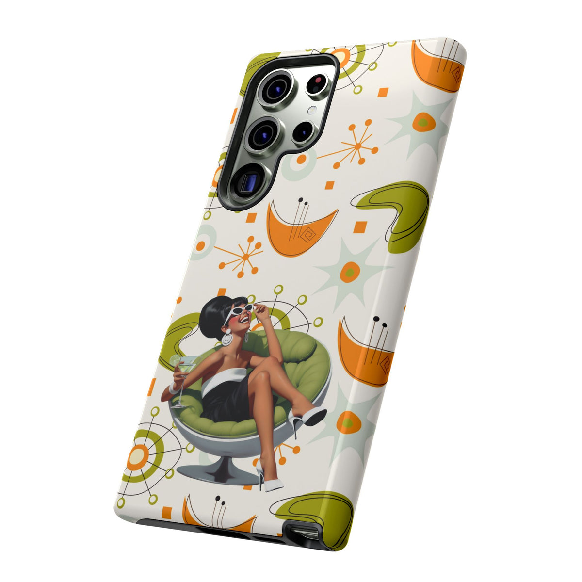 Mid Century Modern Atomic Starburst Mid Mod 60s Gal Retro Chic Tough Phone Case with Vintage Glamour Design