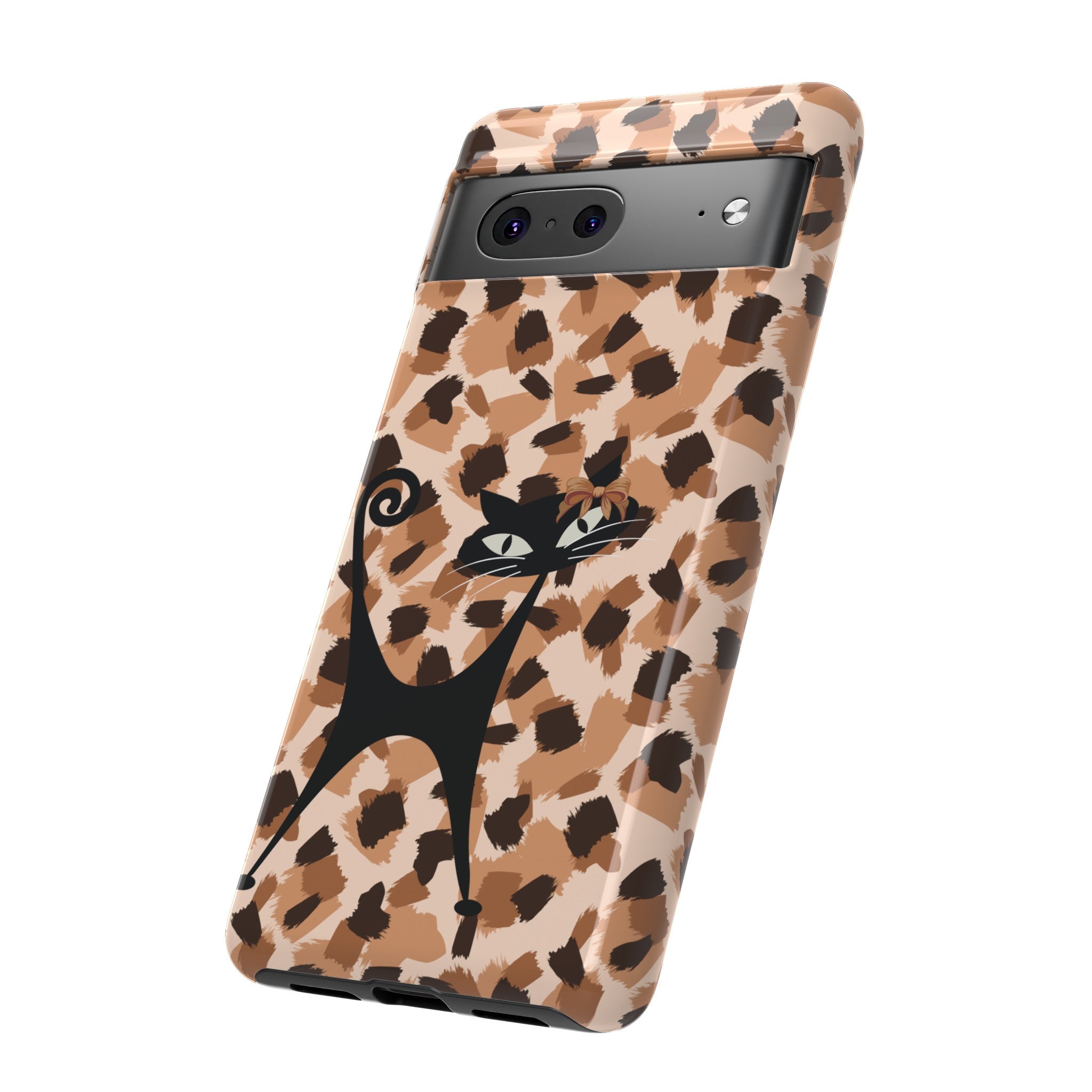 Mid Century Modern Atomic Cat, Animal Print Kitschy Trendy Smart Phone Tough Cases