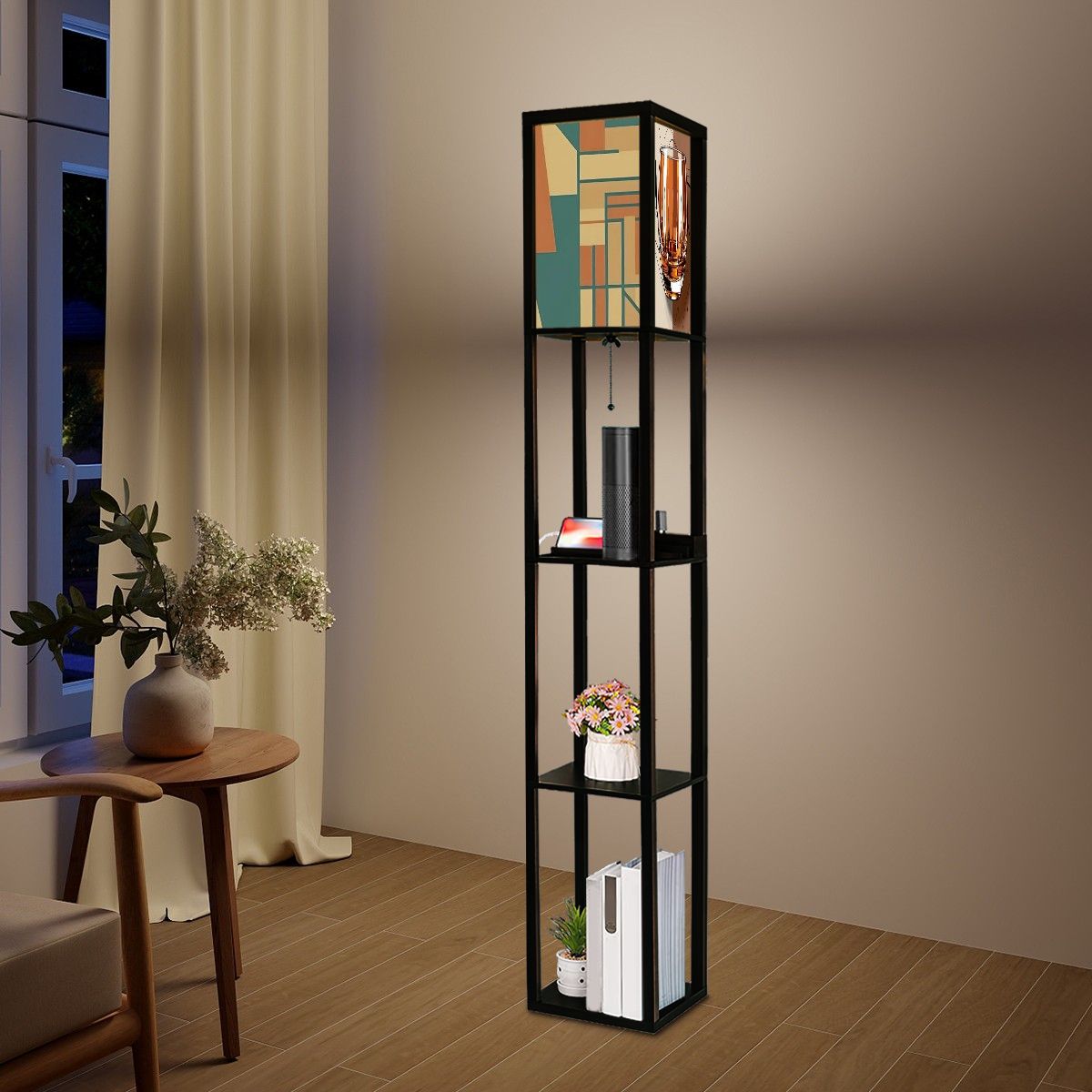 Mid Century Modern Bourbon Bauhaus MCM Retro Floor Lamp with Shelves - Mid Century Modern Gal