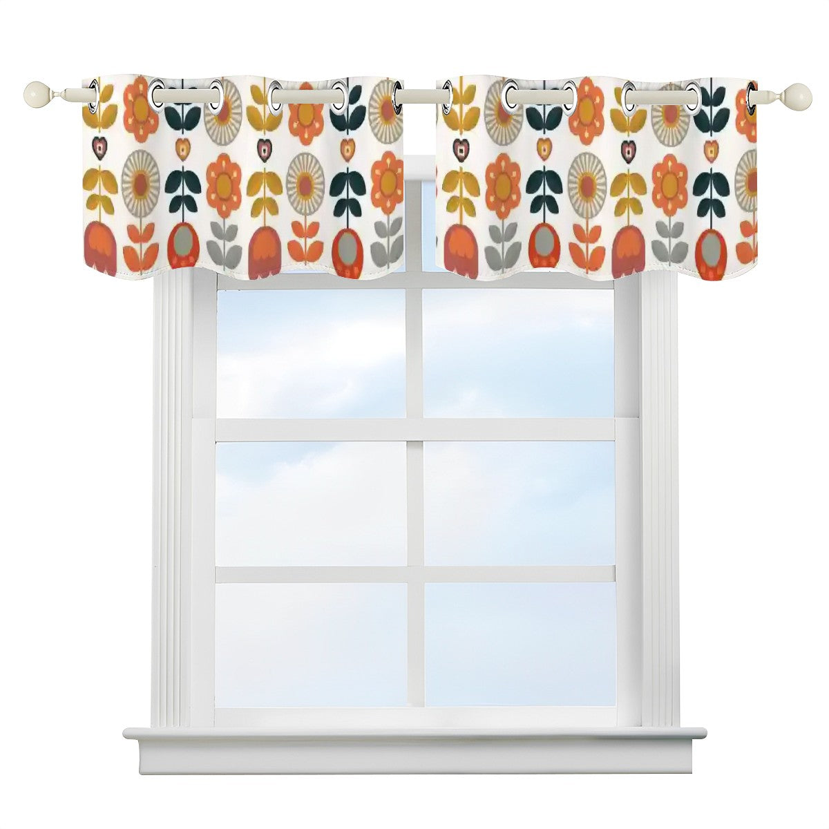 Mid Mod Scandinavian Designed Floral Curtain Valances - Mid Century Modern Gal
