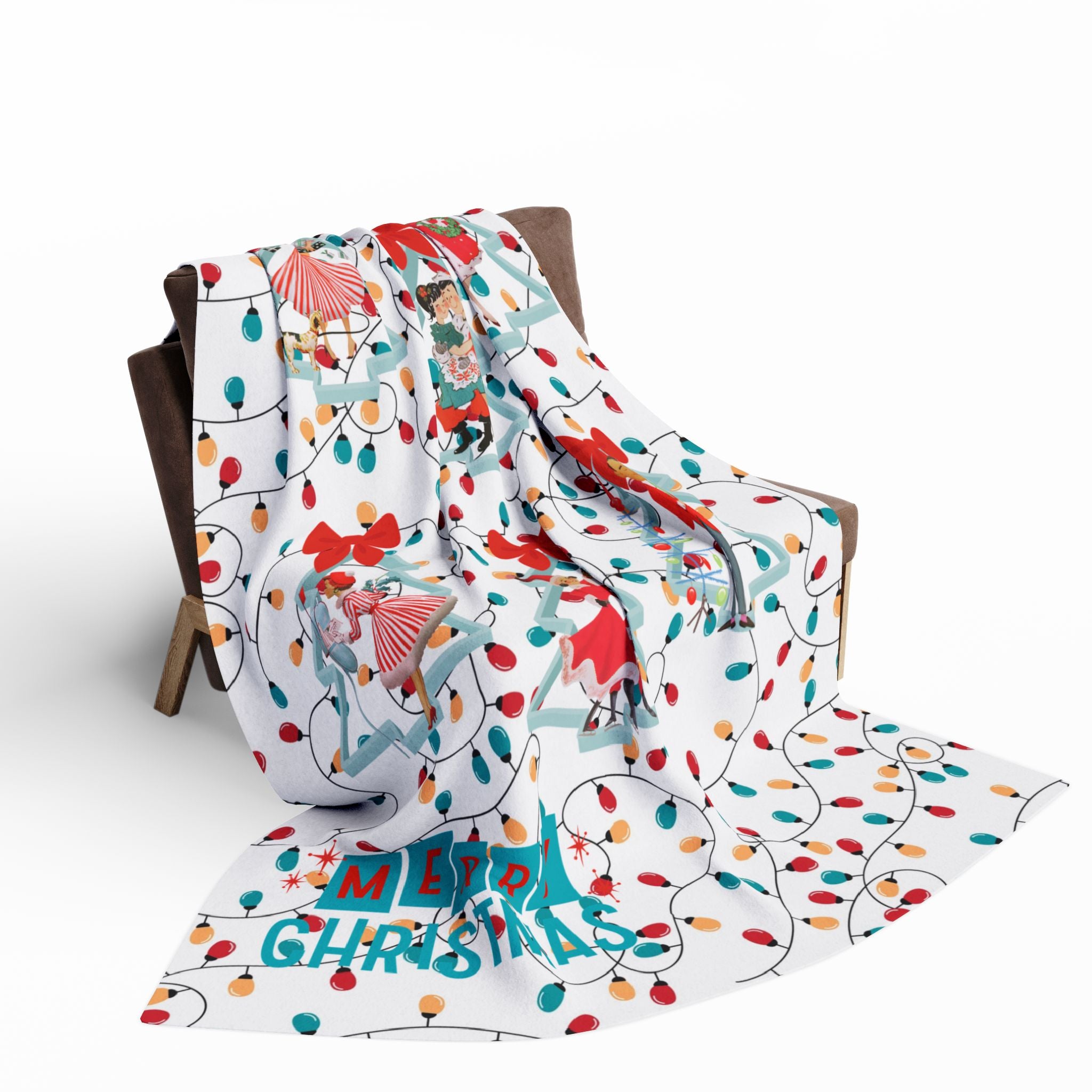 Festive Merry Christmas Arctic Fleece Blanket, Cozy Winter Decor, Holiday Gift, Christmas Throw, Seasonal Home Accent - Mid Century Modern Gal