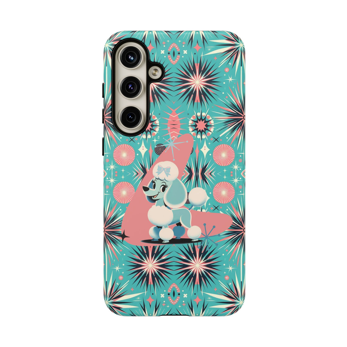 1950s Mid Century Modern Atomic Pink, Poodle Retro Smart Phone Tough Cases