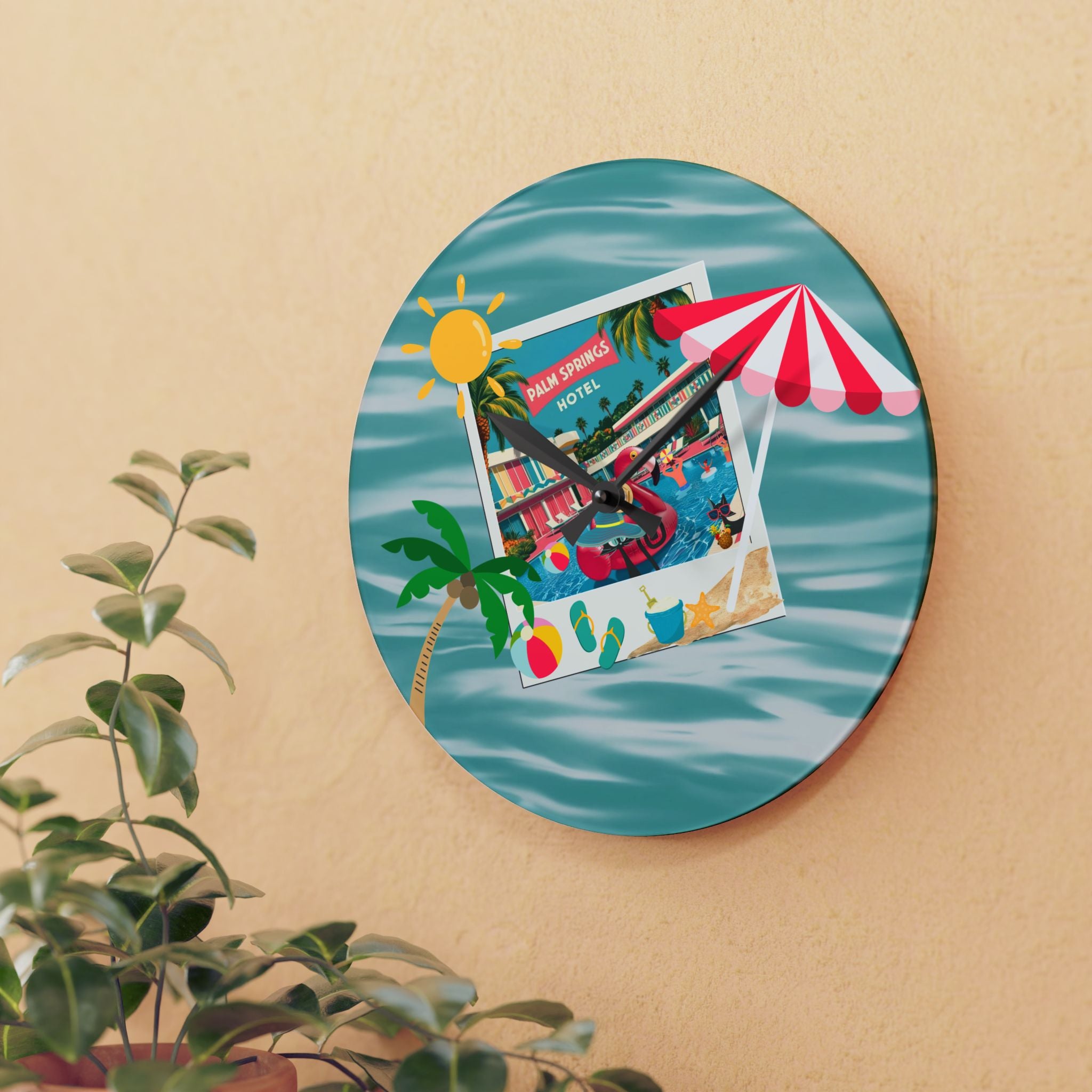 Vintage Palm Springs Kitschy Flamingo Atomic Cat Mid Century Modern Wall Clock - Mid Century Modern Gal