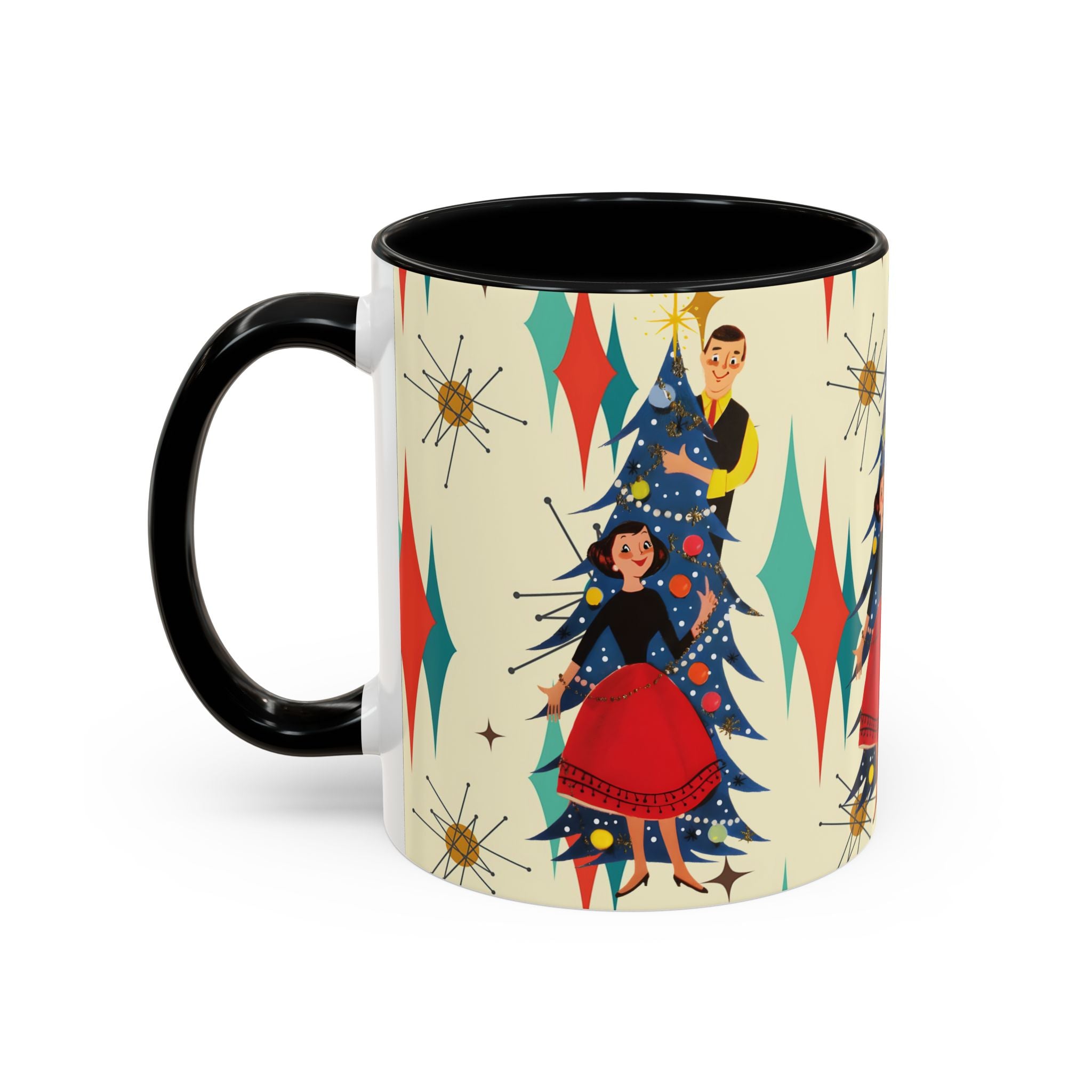 Mid Century Modern 50s Kitsch Christmas Starburst Coffee Mug - Mid Century Modern Gal