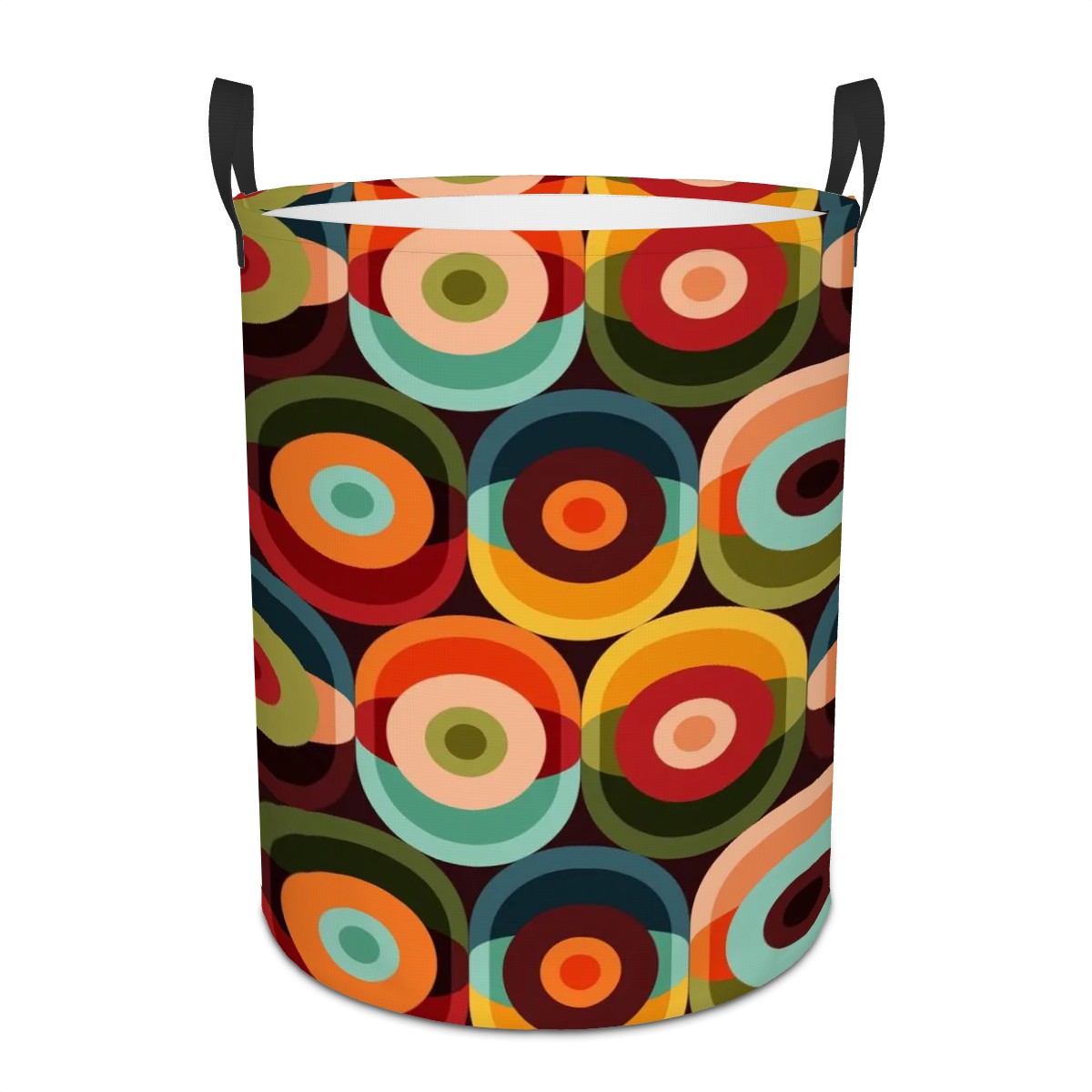 Retro Groovy Mid Mod Funky Fun MCM Circular Laundry Basket - Mid Century Modern Gal