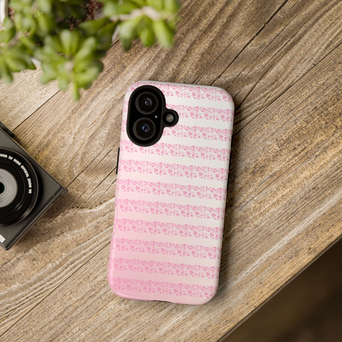 Pink Pyrex Gooseberry Striped Phone Case, Stylish Phone Cover, Tough Protective Case, Cute Cell Phone Case, Trending Gift for Her