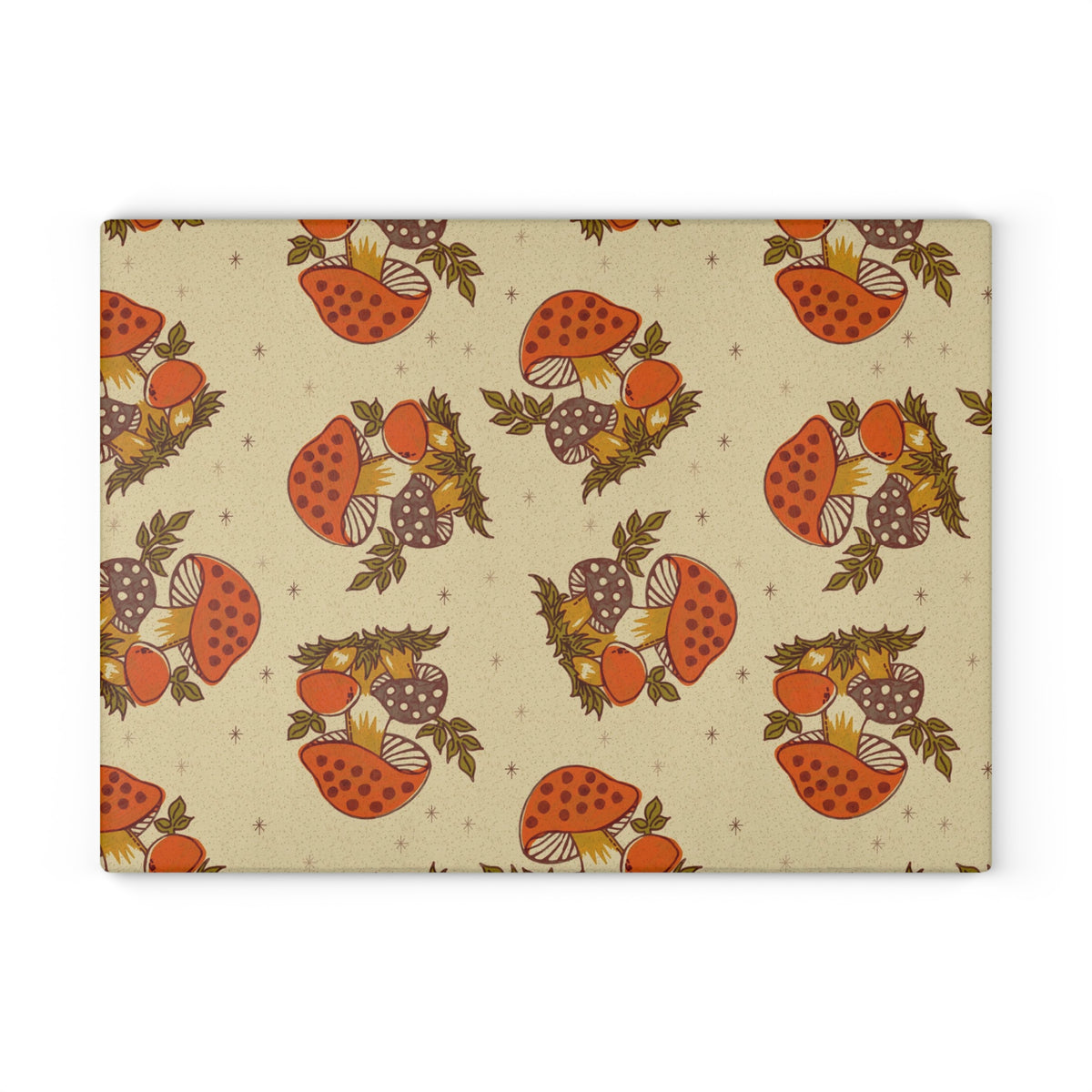 Vintage Merry Mushroom 70s Kitchen Glass Cutting Board - Mid Century Modern Gal