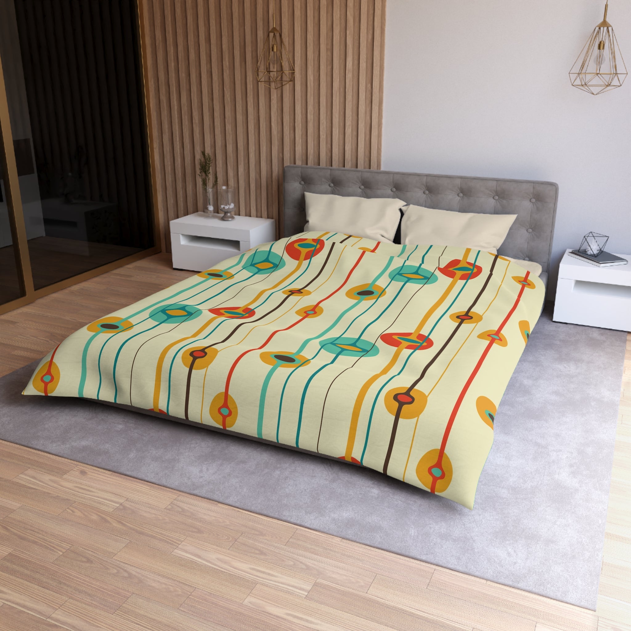 Mid Century Modern Googie Designed Atomic 50s Bedding Duvet Cover - Mid Century Modern Gal