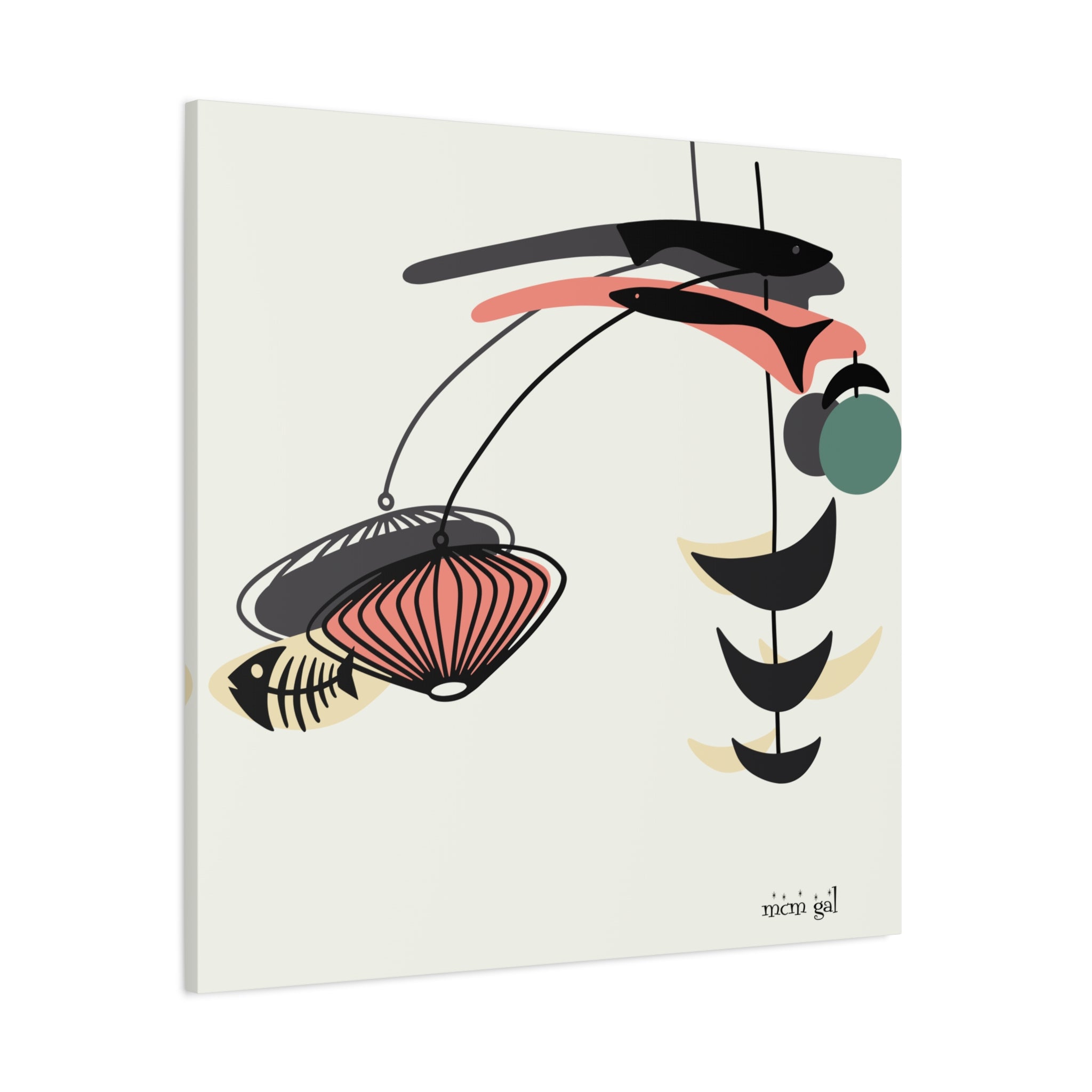 Mid Century Modern Fish Art, Modern Abstract Wall Art Canvas - Mid Century Modern Gal