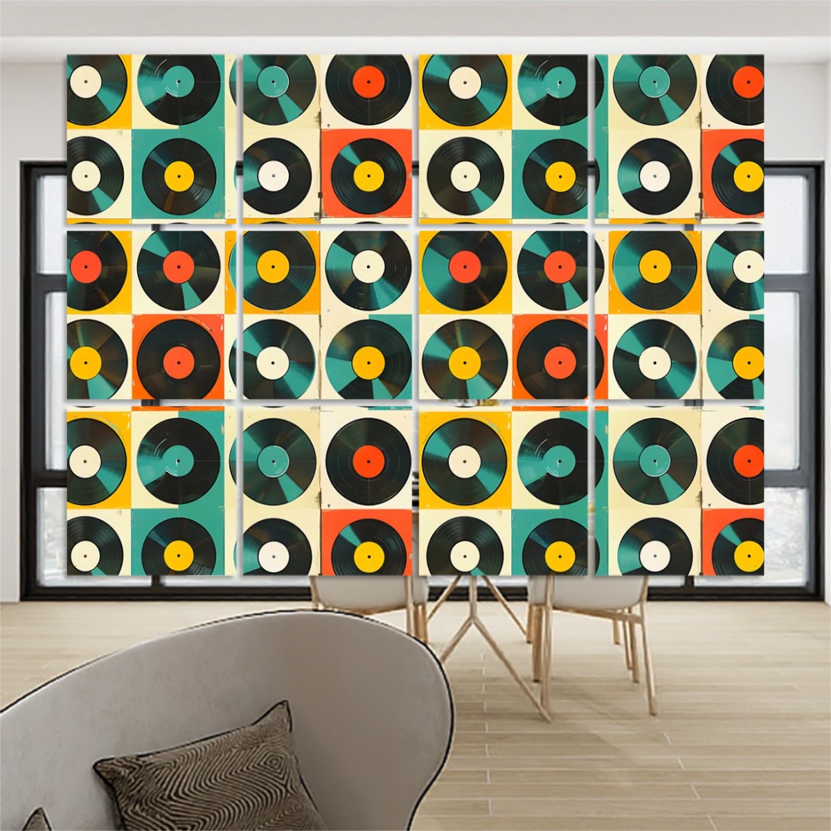 Retro Records Groovy Mid Century Modern Hanging Room Divider 12 pcs - Mid Century Modern Gal