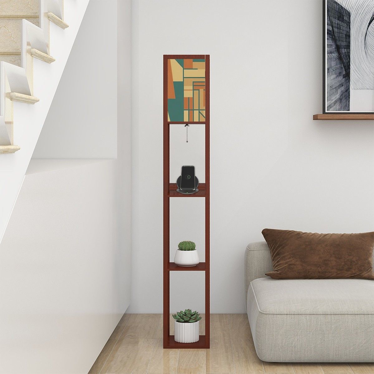 Mid Century Modern Bourbon Bauhaus MCM Retro Floor Lamp with Shelves - Mid Century Modern Gal