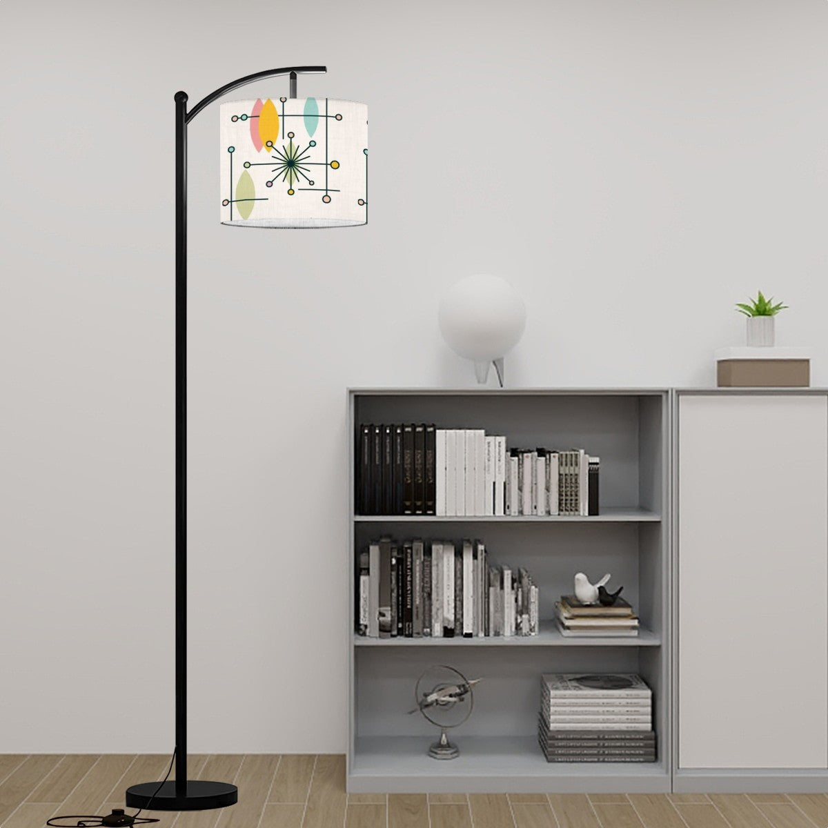 Mid Century Modern Lamp Shade ONLY Cream Pink Yellow, Modern Home Accent - Mid Century Modern Gal