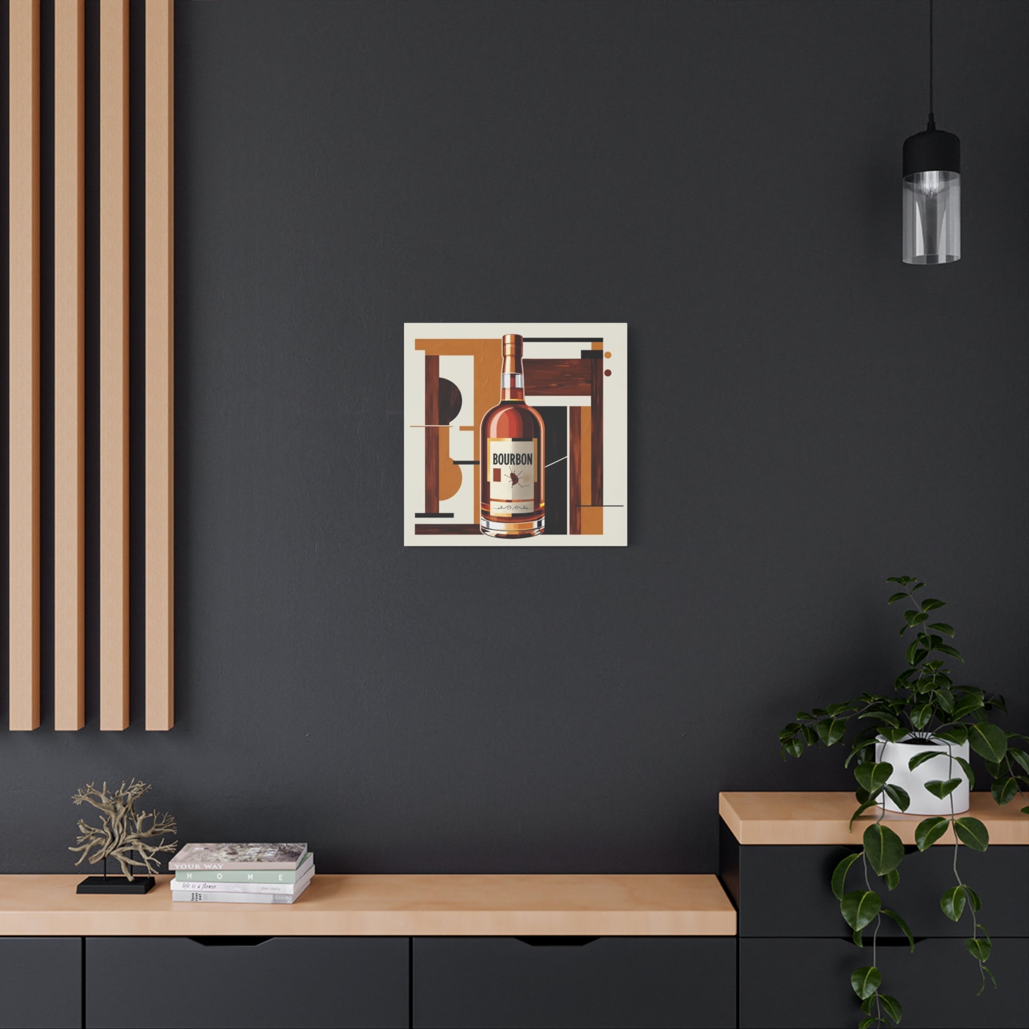 Abstract Bourbon Mid Mod Bauhaus Bourbon Lover Wall Art Canvas - Mid Century Modern Gal